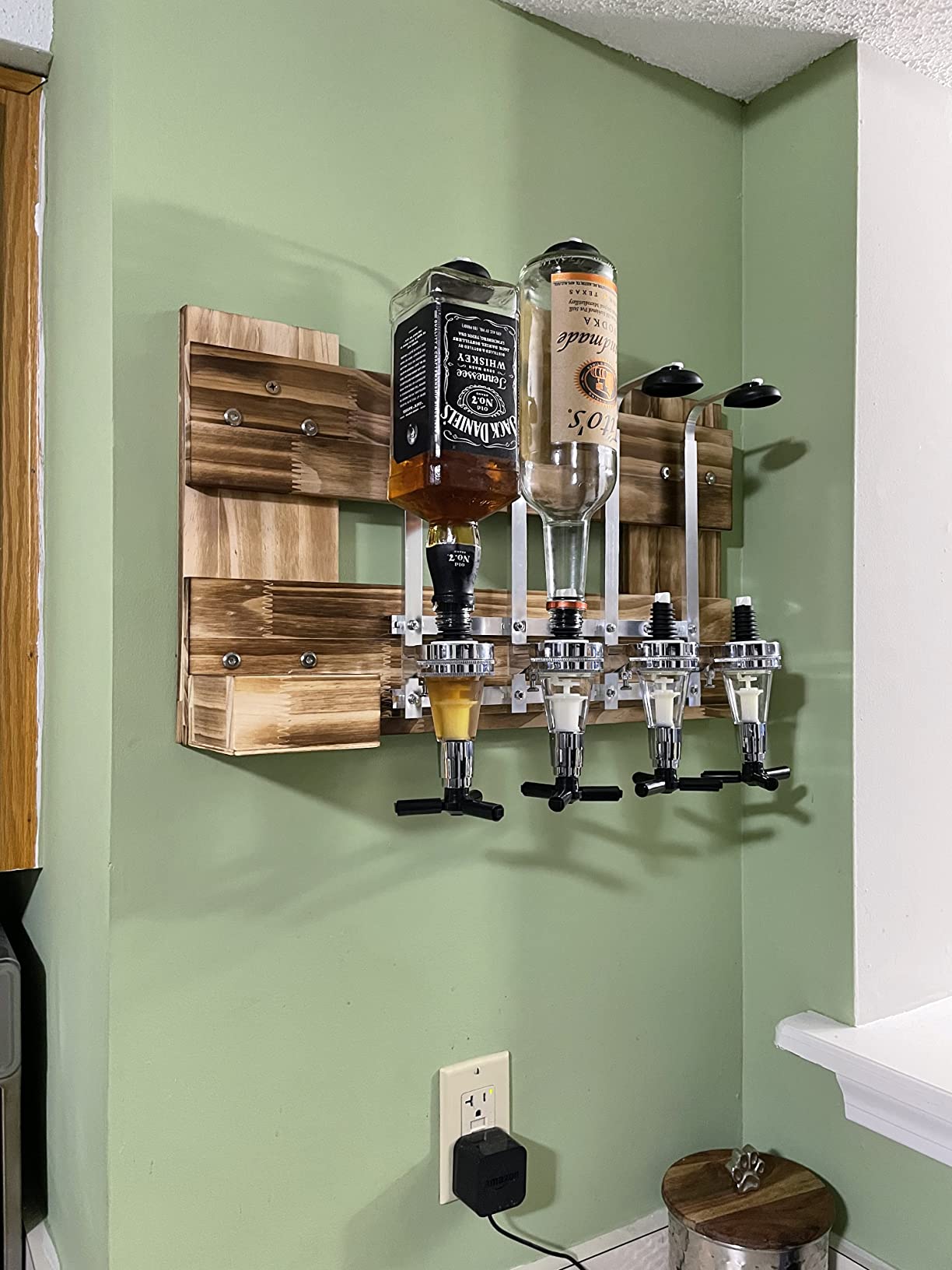 Homde Wine Rack Wall Mounted: Alcohol Shelf with 4-Bottle Liquor Dispenser customer photo 2