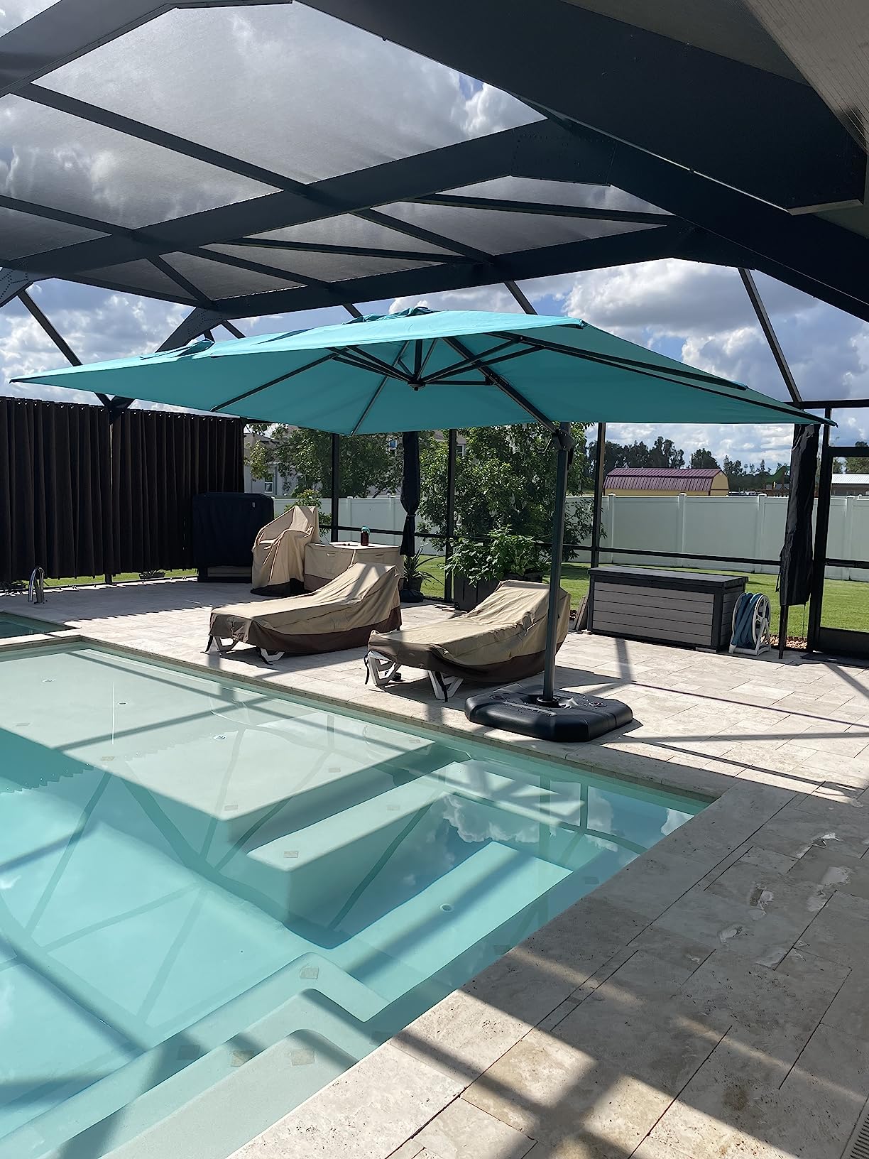 PURPLE LEAF Patio Umbrella Base SBL4090 Water & Sand Filled Weighted Base Outdoor Umbrella Base for Offset Cantilever Umbrella 200 Lbs customer photo 1