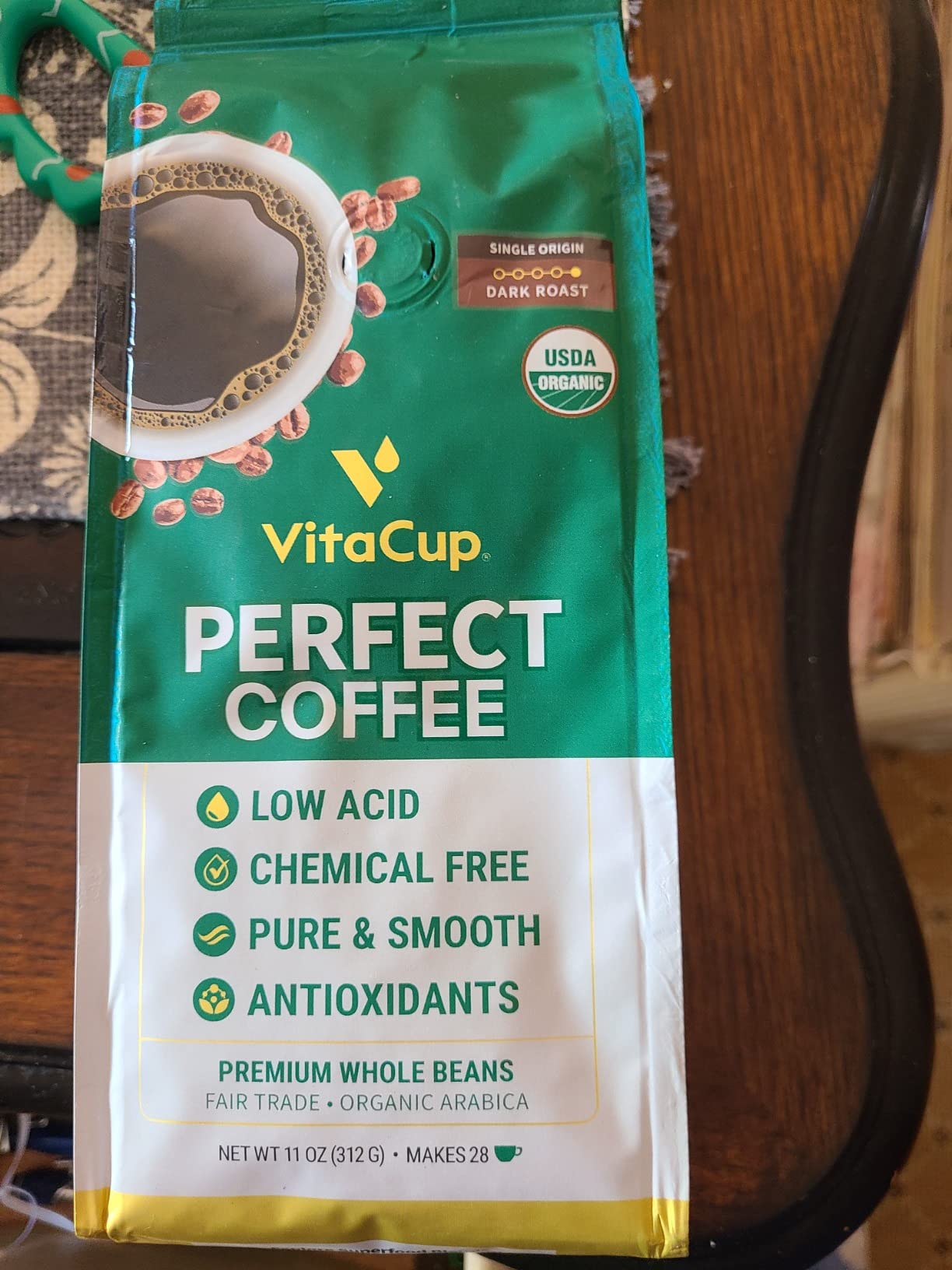 VitaCup Perfect Low Acid USDA Organic Coffee Beans, Fair Trade, 11oz customer photo 1