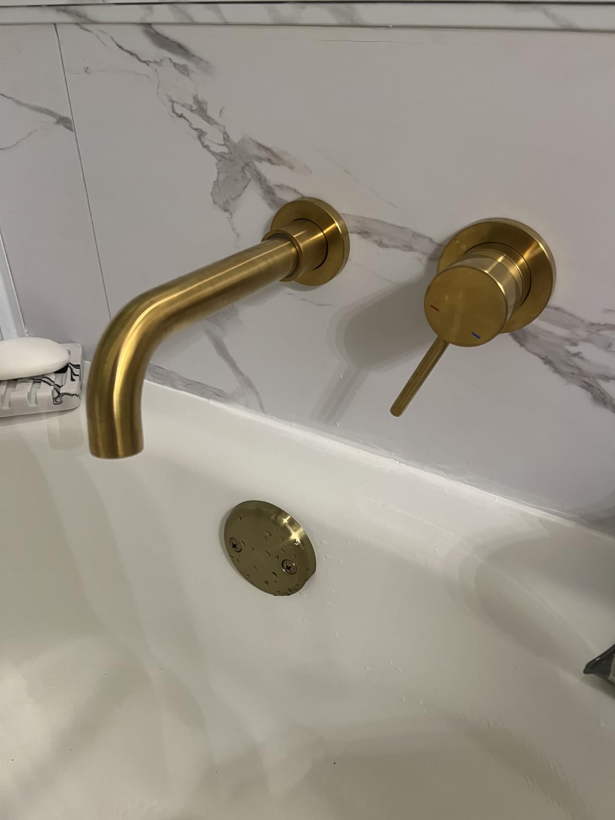 ARCORA Wall Mount Bathroom Faucet, Matte Black Single Handle Bathroom Sink Faucet Wall Mounted, Rough-in Valve Included customer photo 1