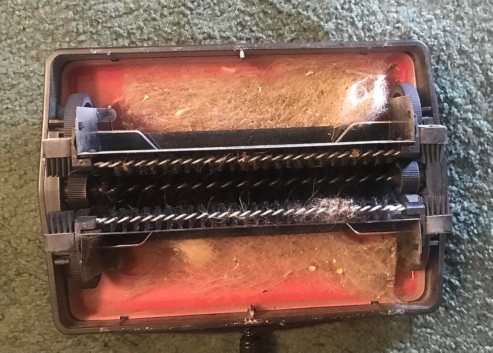 Alpine Manual Carpet Sweeper - Non Electric Triple Brush Push Floor Sweeper for Carpets, Rugs and Vinyl Floors - Red (Improved) customer photo 1