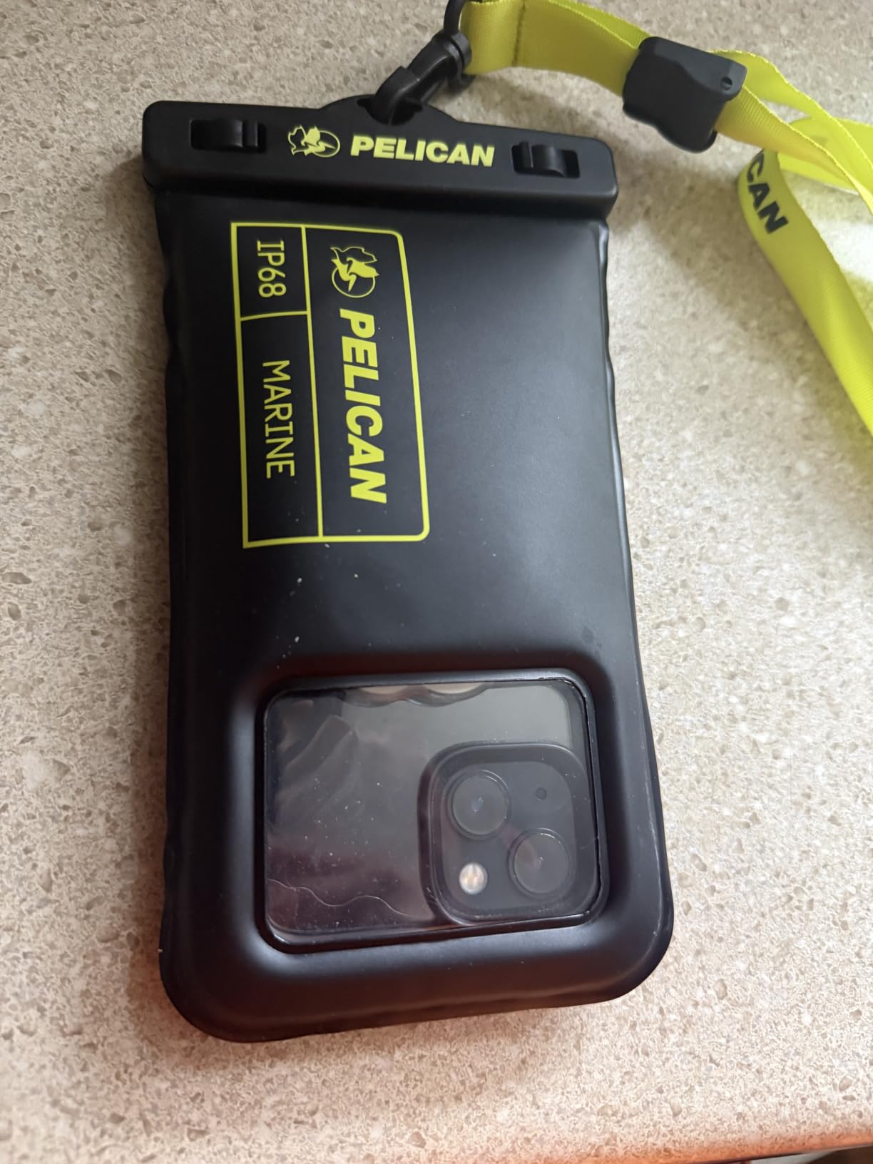 Pelican 2 Pack Marine Waterproof Phone Pouch (Regular) - Black/Hi-Vis Yellow | Touchscreen IP68 Floating Waterproof Phone Case w/Detachable Lanyard - Fits All Phones - Beach Cruise Ship Travel Essentials customer photo 1