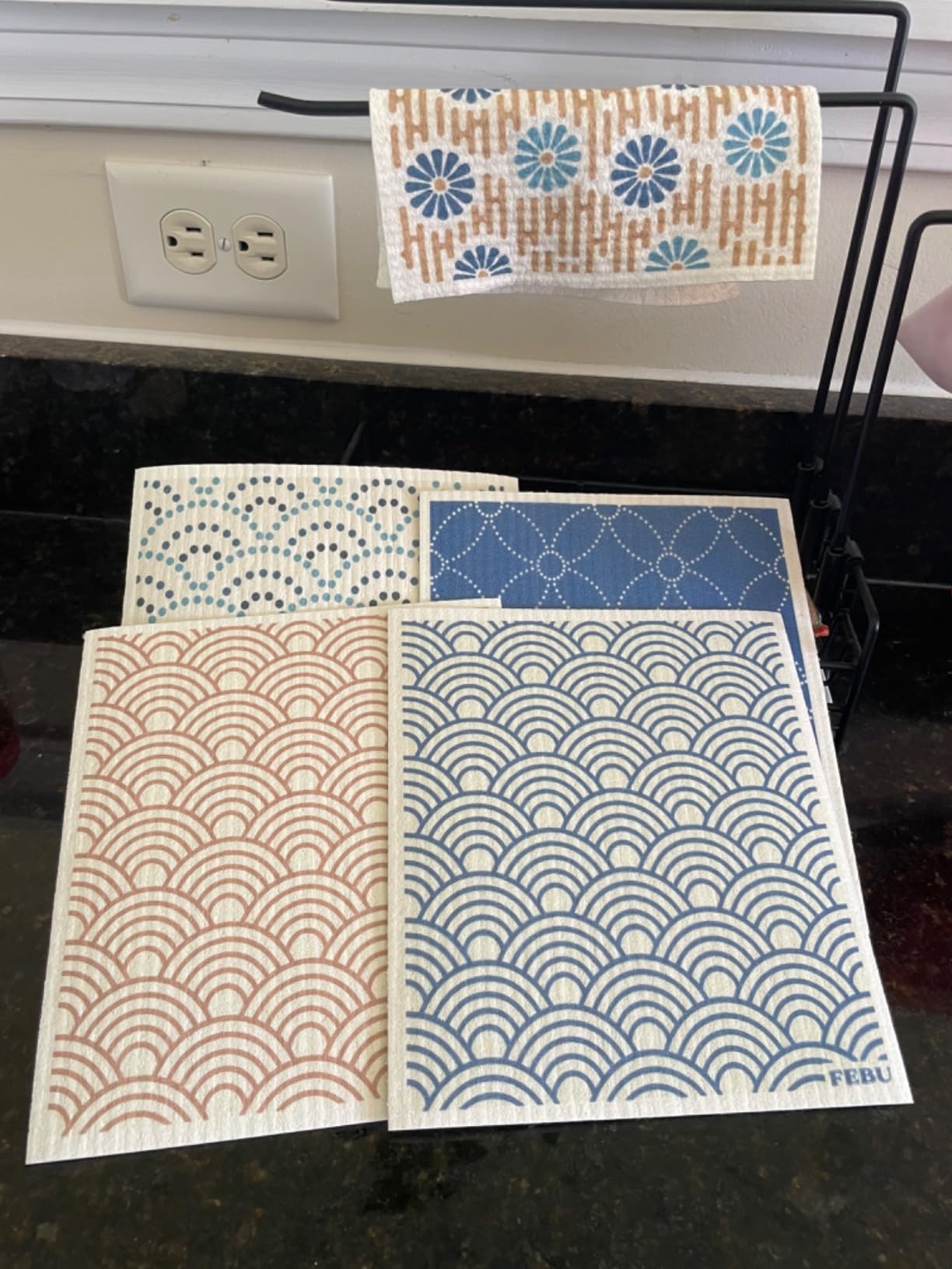 FEBU Swedish Dishcloths for Kitchen | 5 Pack Fresh Flowers Reusable Paper Towels Washable | Swedish Dish Towels | Non-Scratch Cellulose Sponge Cloths | No Odor, Biodegradable Cleaning Cloths customer photo 2