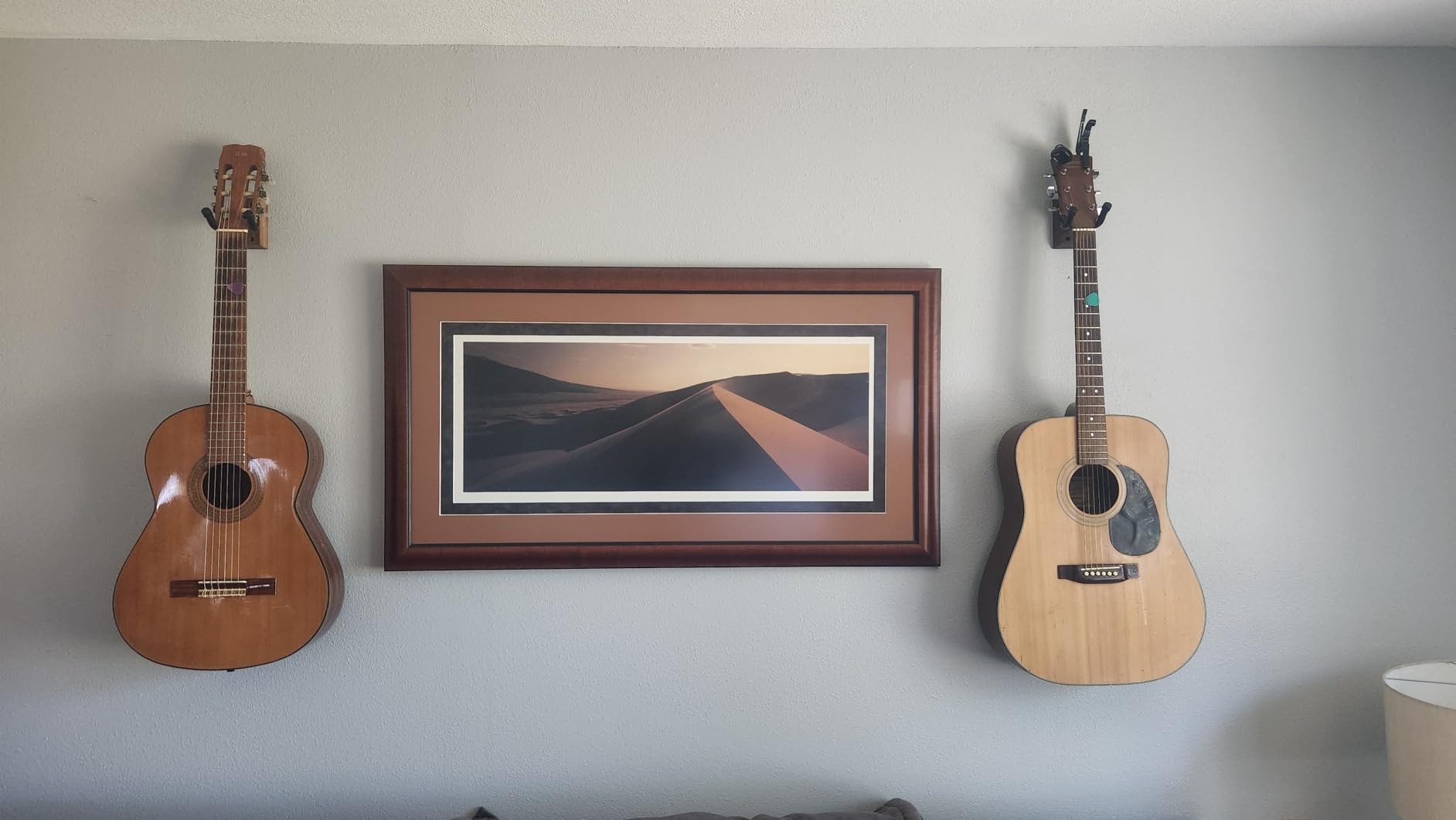 Guitar Wall Mount 2 Pack, Black Walnut Wood Guitar Hanger, U-Shaped Guitar Wall Hanger Mount, Guitar Holder Hook Stand Wall for Acoustic, Electric Guitar, Banjo, Bass, for Guitar Player Men Boy customer photo 1
