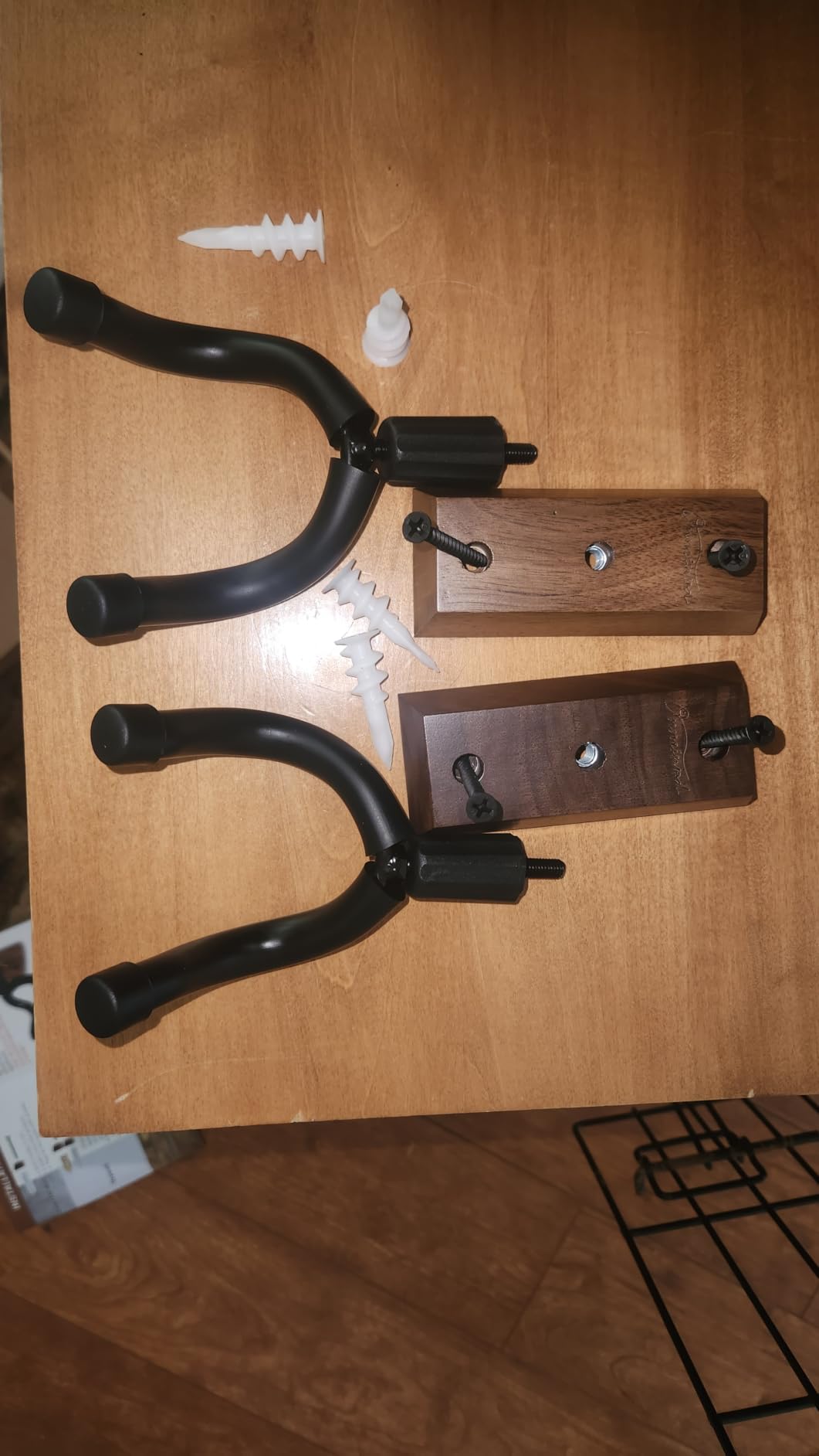 Guitar Wall Mount 2 Pack, Black Walnut Wood Guitar Hanger, U-Shaped Guitar Wall Hanger Mount, Guitar Holder Hook Stand Wall for Acoustic, Electric Guitar, Banjo, Bass, for Guitar Player Men Boy customer photo 2