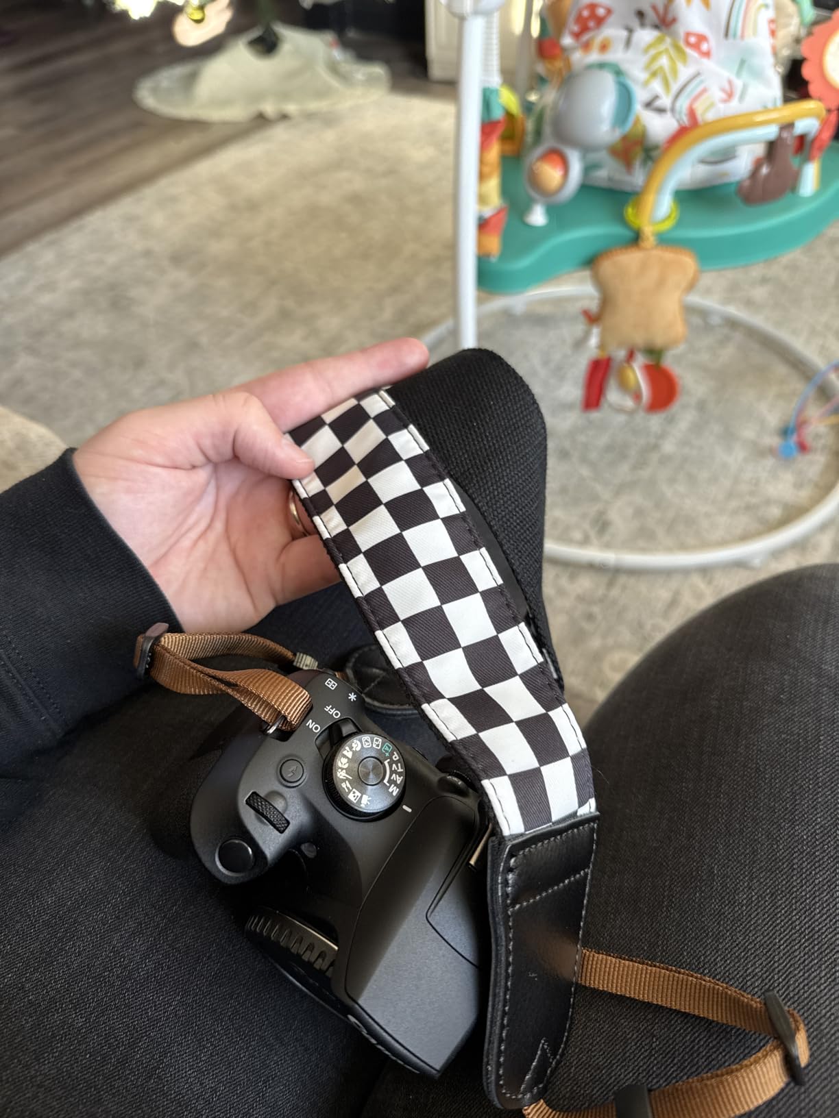 Padwa Lifestyle Black and White Plaid Camera Strap - 2