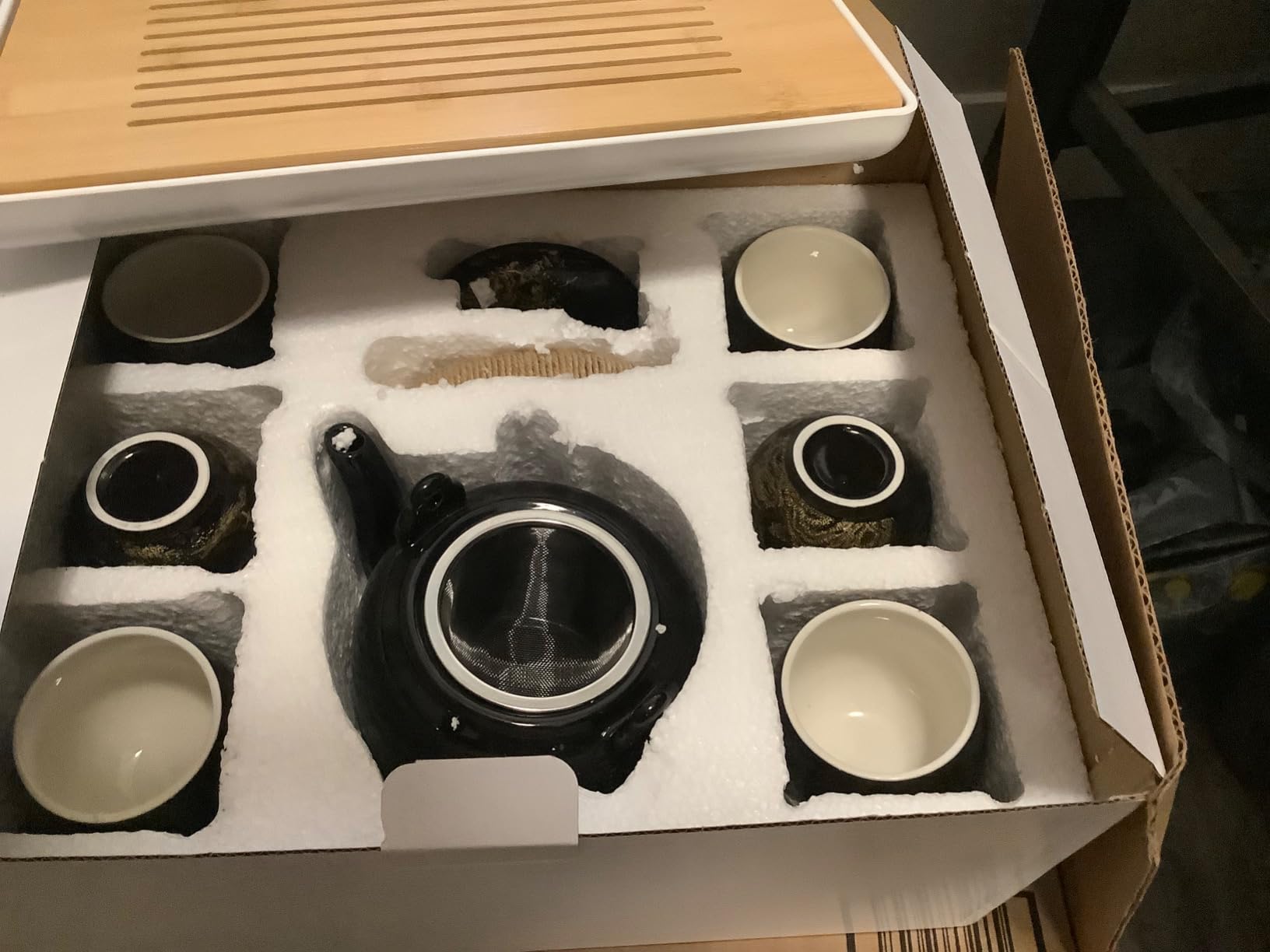 FUNLIO DUJUST Japanese Tea Set for 6, Kiln Altered Glaze Porcelain, Blue customer photo 2