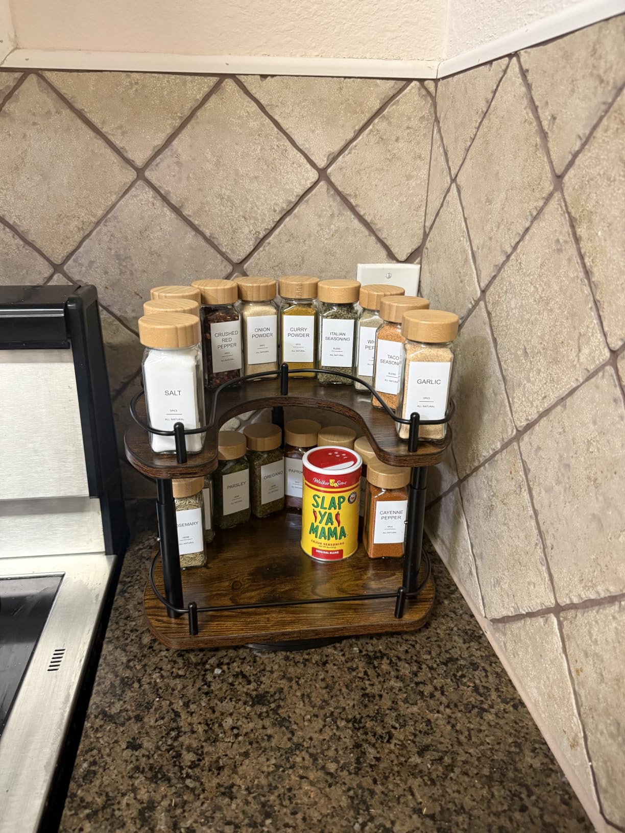 AISIPRIN Glass Spice Jars with 398 Labels, 24 pcs 4oz Spice Containers with Bamboo Lids, Square Spice Bottles With Shaker Lids,Spice Organization for Cabinet,Drawer,Rack,Seasoning Organizer customer photo 1