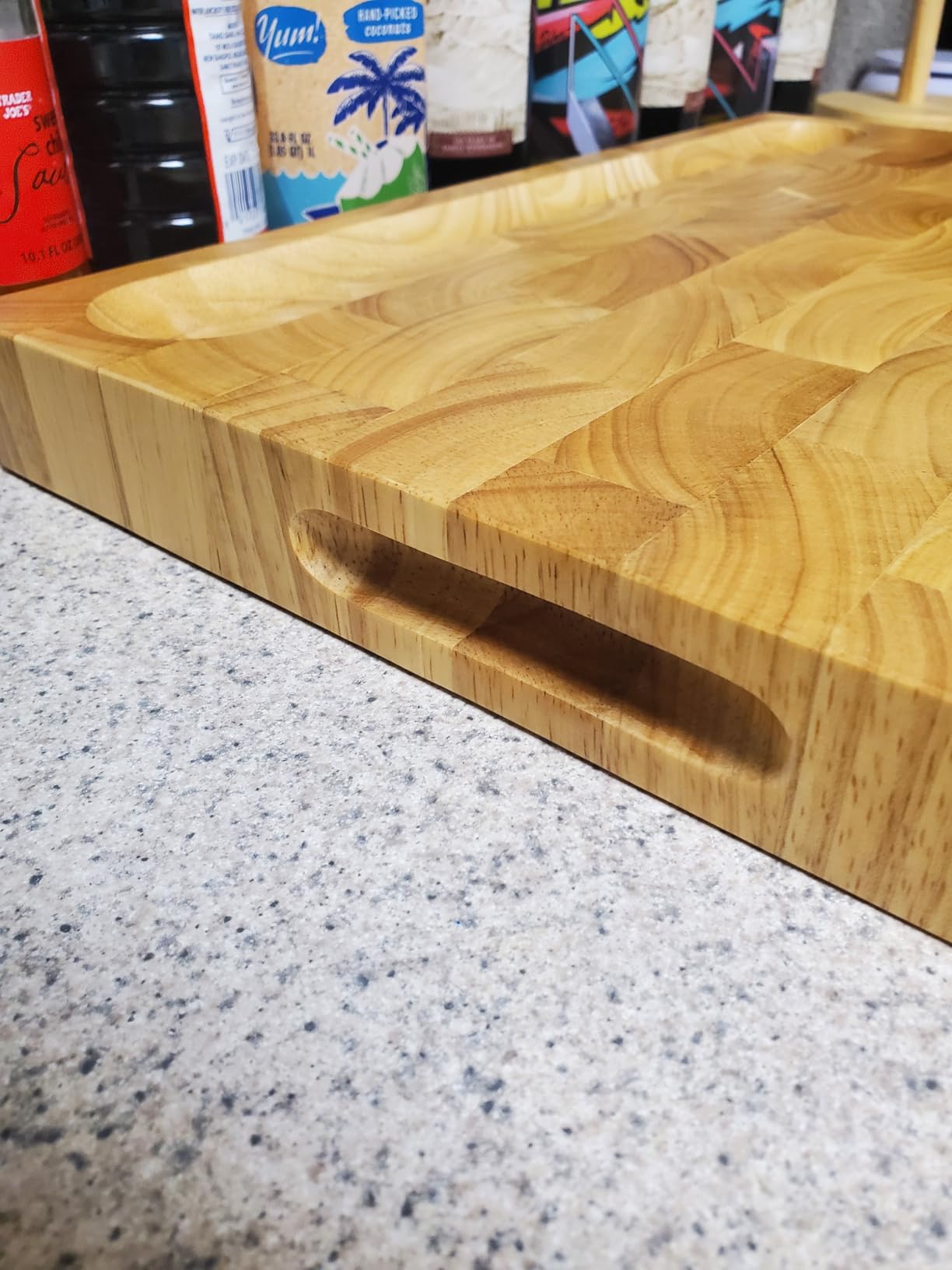 End Grain Cutting Board, Extra Large & Thick, End Grain Built-In Compartment and Juice Canal, Heavy Duty Chopping Board, Thick Carving Board for Bread Fruits Meat (17x13 Inches) customer photo 1