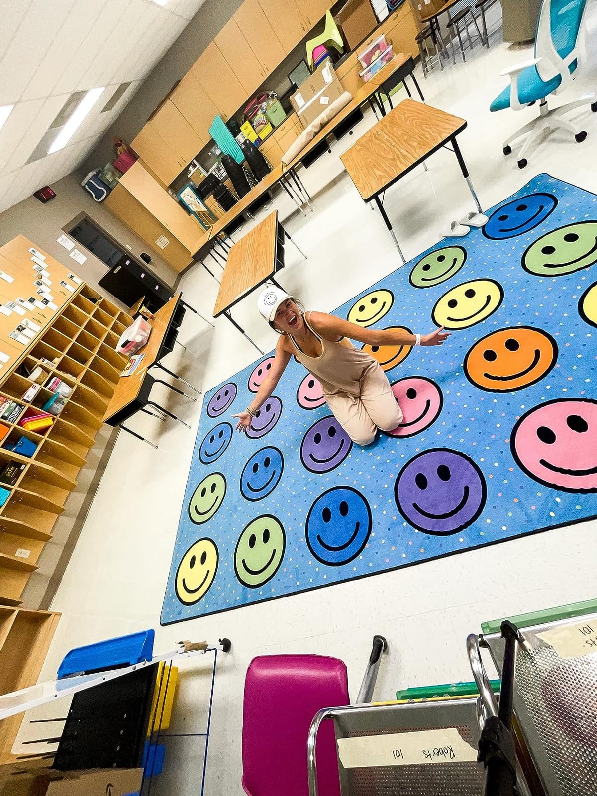 Flagship Carpets Smiley Seating (Seats 24) Classroom Area Rug or Educational Learning Mat, Carpet for Kids Room, Seating Rug or Playroom Carpet, 7'6'' x 12', Blue customer photo 1