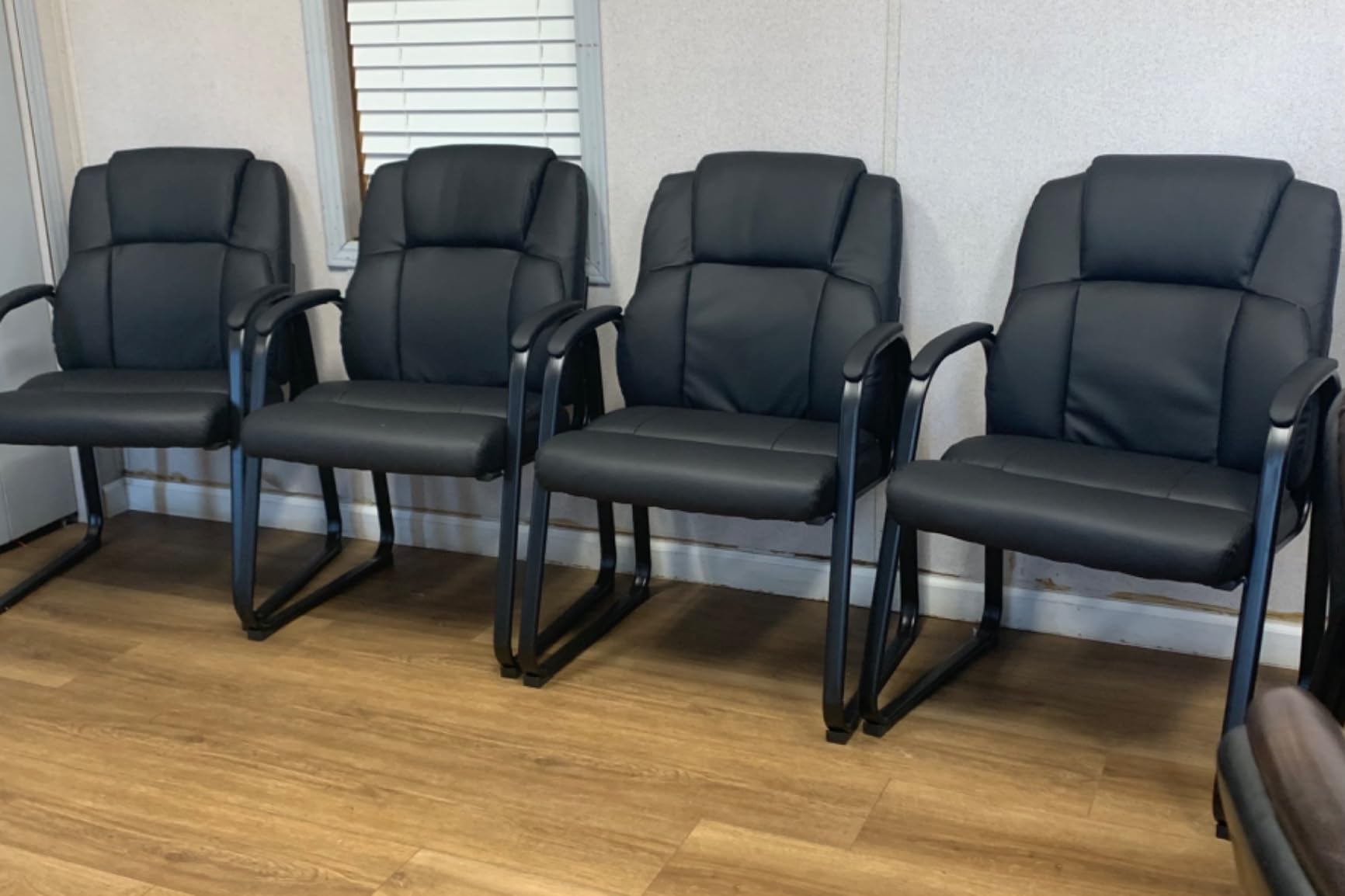 CLATINA Leather Guest Chair with Padded Arm Rest for Reception Meeting Conference and Waiting Room Side Office Home Black with Sled Base 2 Pack customer photo 1