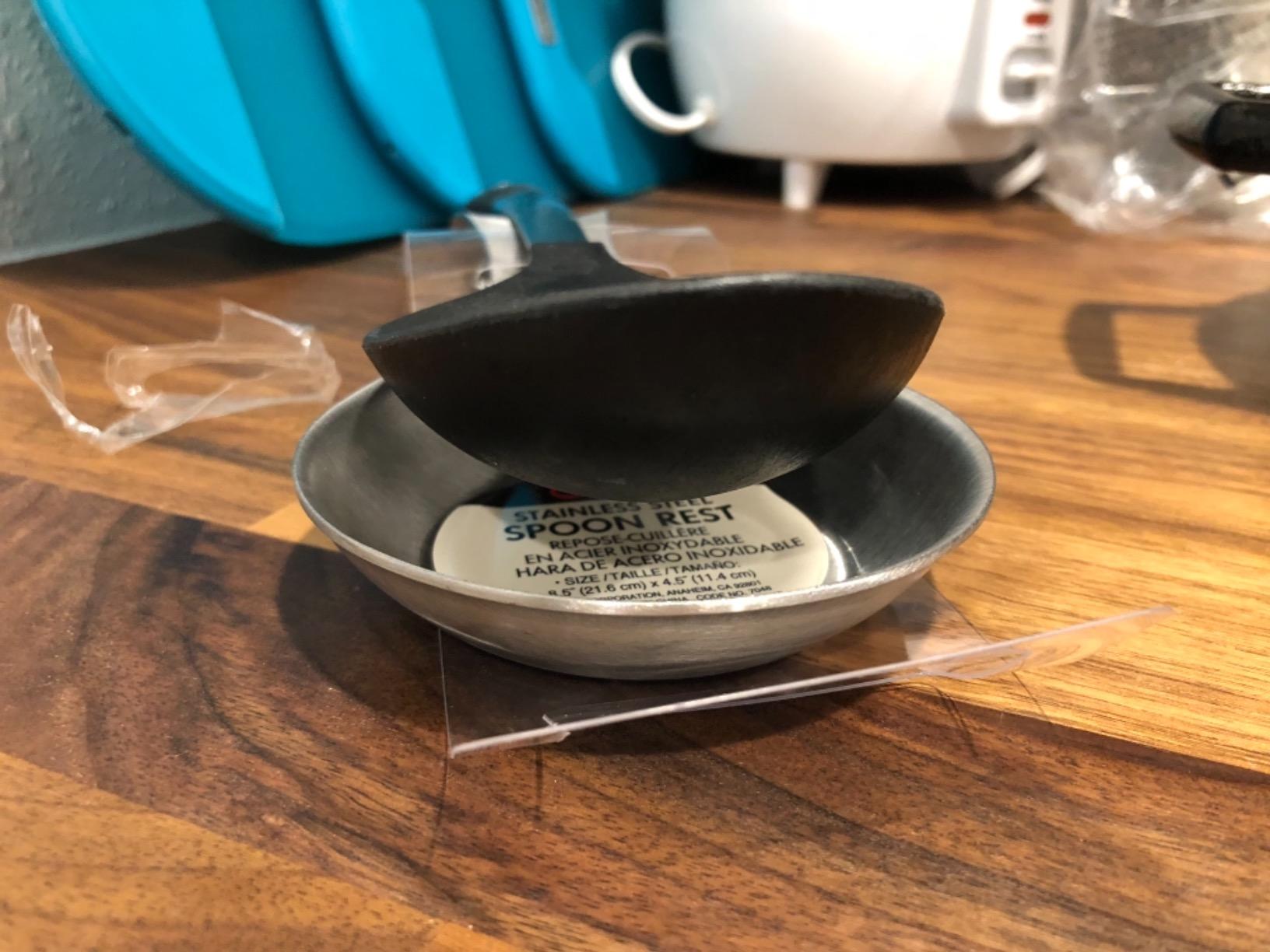 OGGI Stainless Steel Spoon Rest- Long Handle Holds Kitchen Utensils in Place, Great Spoon Rest for Counter, Stove Top, or Coffee Station; Kitchen Accessories, Utensil Rest, Black customer photo 2