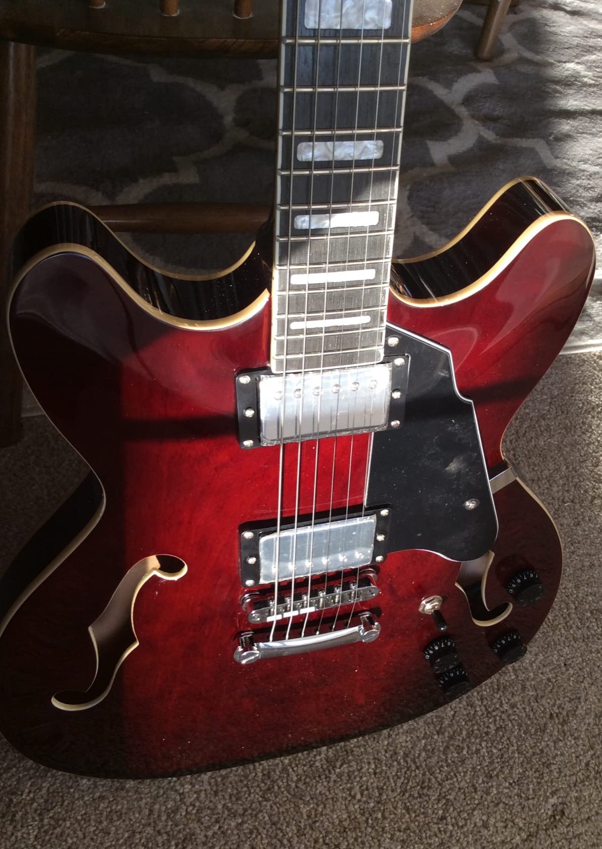 Redid Semi-Hollow Body Electric Guitar RD-100 Jazz Guitar with F-Hole,Maple neck,humbucker Pickups(Brown) customer photo 1