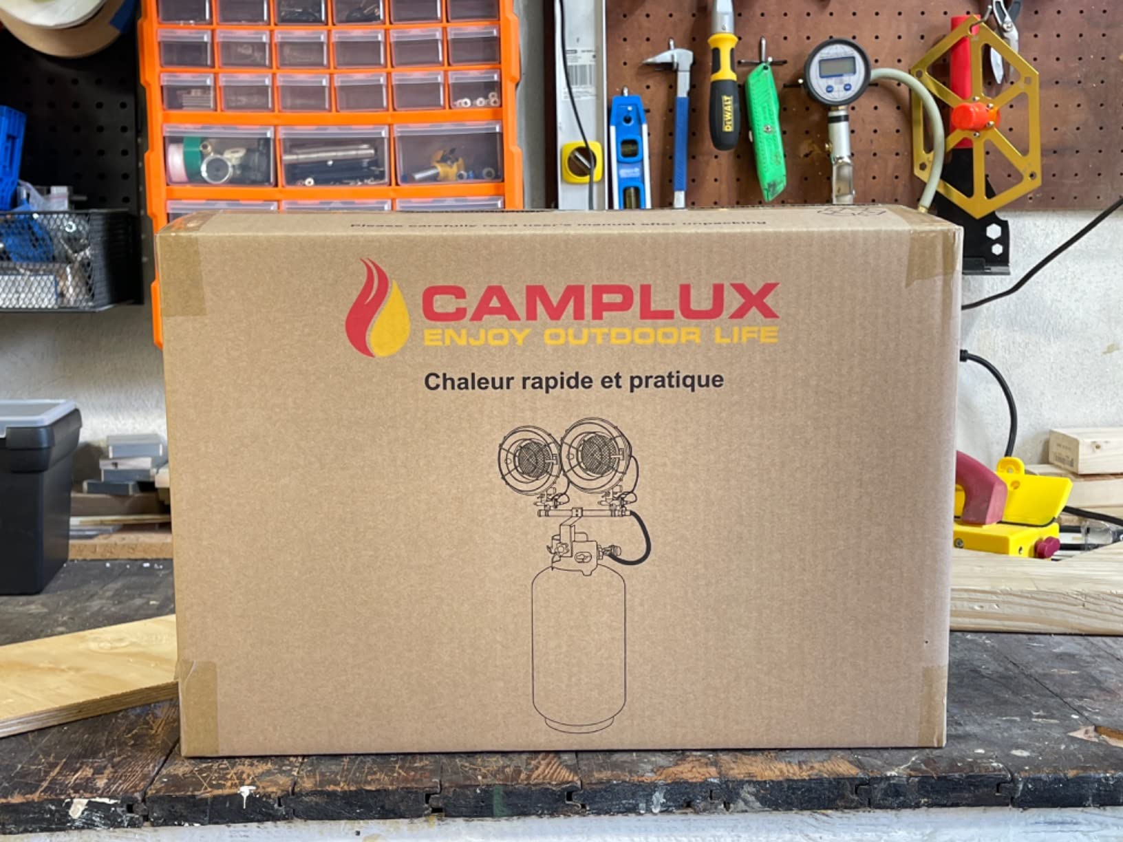 Propane Tank Top Heater, CAMPLUX Outdoor Tanktop Heater with Tip-Over Switch for Garage, Camping, Hunting, Double Burner Heavy Duty Steel 30,000 BTU customer photo 1