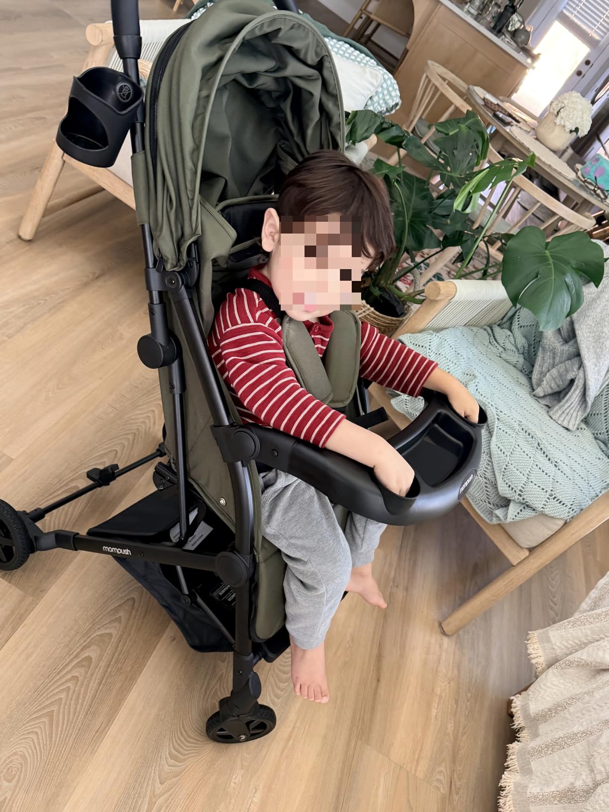Mompush Lithe V2 Lightweight Travel Stroller Snack Tray Included, Khaki customer photo 2