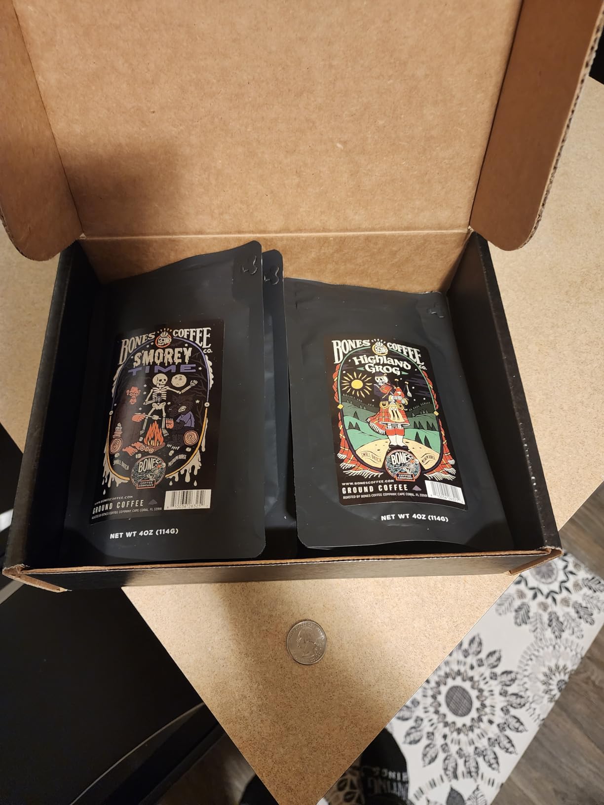 Bones Coffee Company NEW Favorite Flavors Sample Pack, Assorted Flavored Coffee Low Acid Medium Roast Arabica Beans Specialty Coffee Gifts, Auto Drip and French Press Compatible, 4 oz Pack of 5 Ground customer photo 1