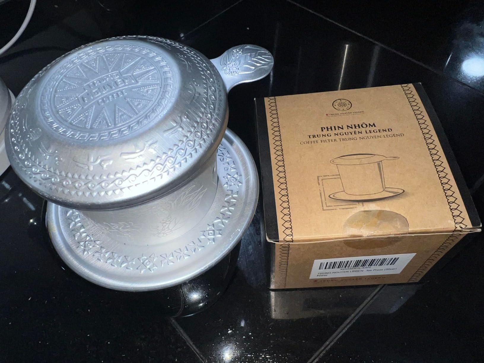 TRUNG NGUYEN LEGEND Vietnamese Pour Over Filter Set, Traditional Phin Drip Coffee Maker, Portable Reusable Coffee Press (Black) customer photo 2