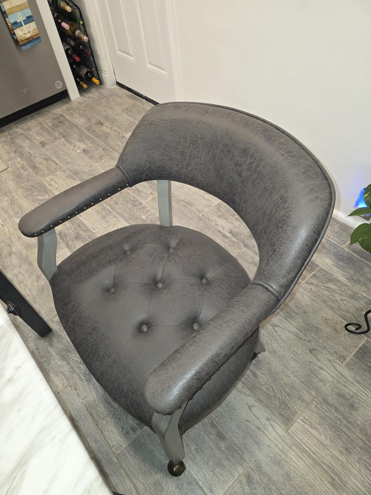 Set of 2 Dining Chair with Casters, Black PU Armchair Set-NO Table customer photo 1