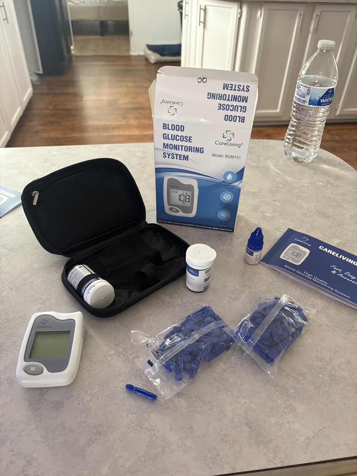CareLiving BGM101 Blood Glucose Monitor Kit, 100 Test Strips, 100 Lancets, 1 Blood Glucose Meter, 1 Lancing Device, Diabetes Testing Kit, Portable Blood Sugar Test Kit, Glucometer Kit for Home customer photo 2