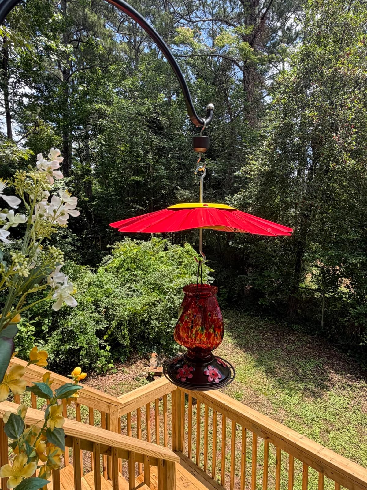 BOLITE Hummingbird Feeders for Outdoors Hanging, Hand Blown, Blue, 22oz customer photo 2