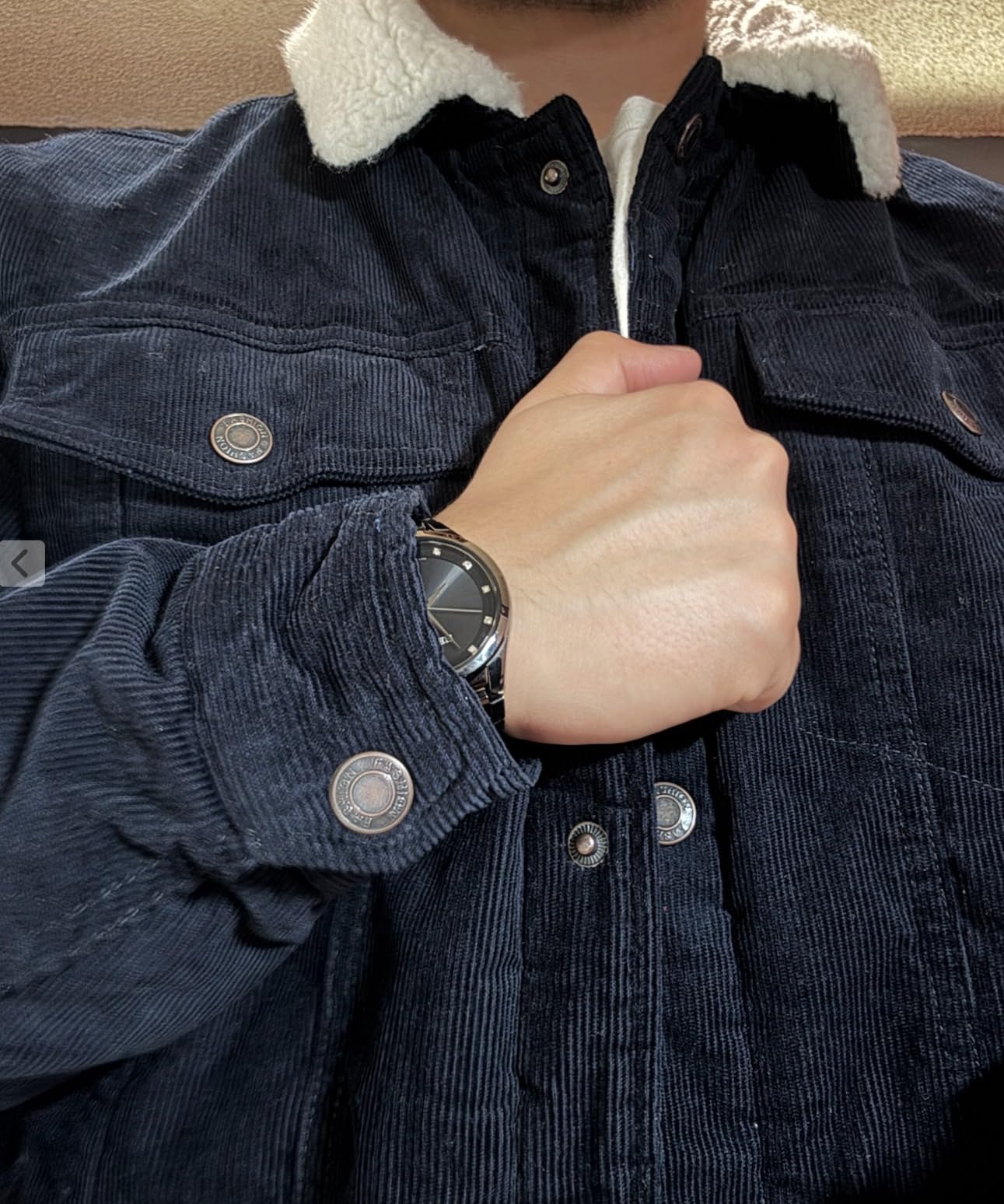 TACVASEN Mens Winter Corduroy Jackets with Multi Pockets Turn-Down Collar customer photo 1