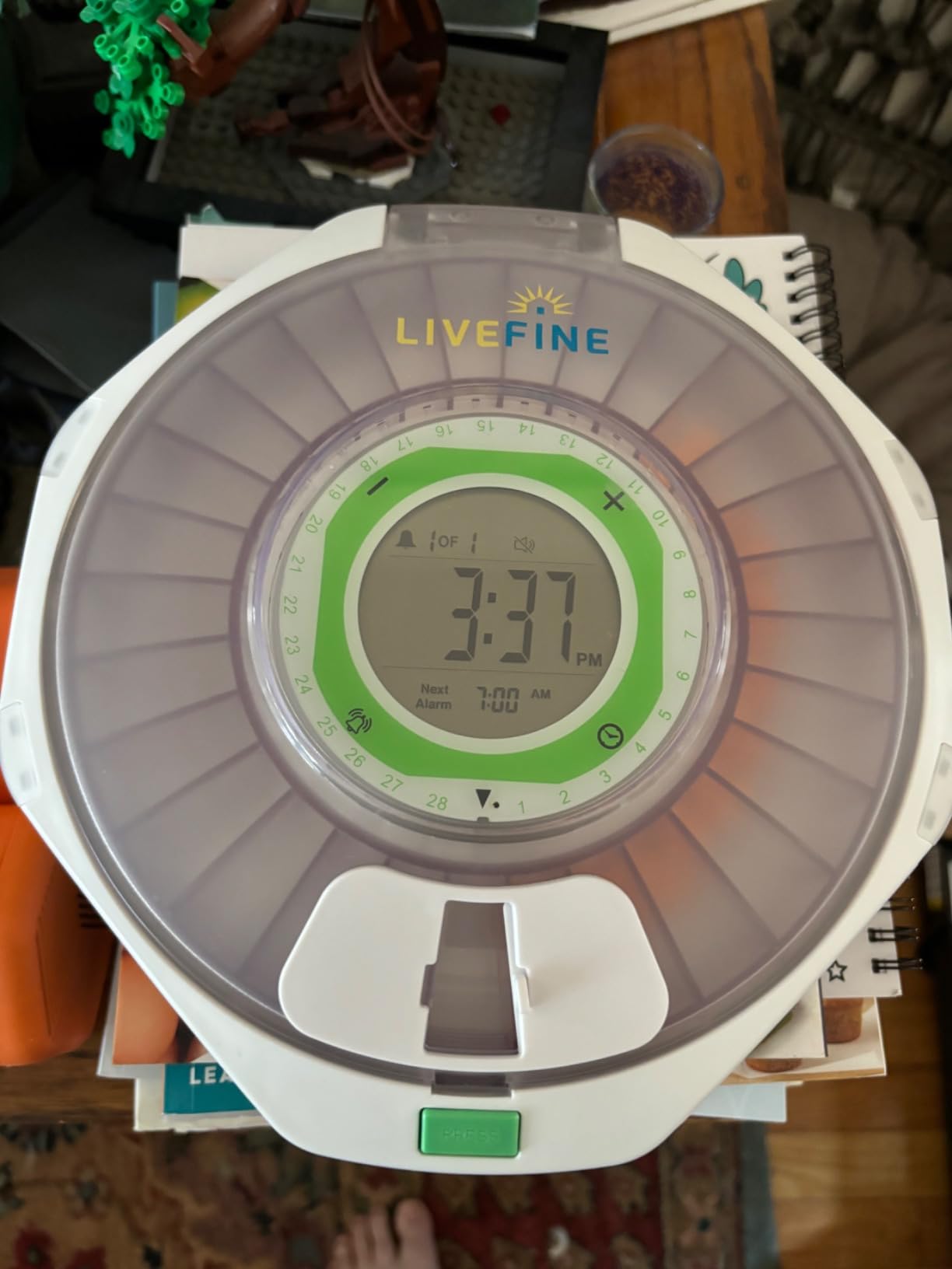 LiveFine 28-Day Locking Automatic Pill Dispenser with Alarm, Clear Lid customer photo 2