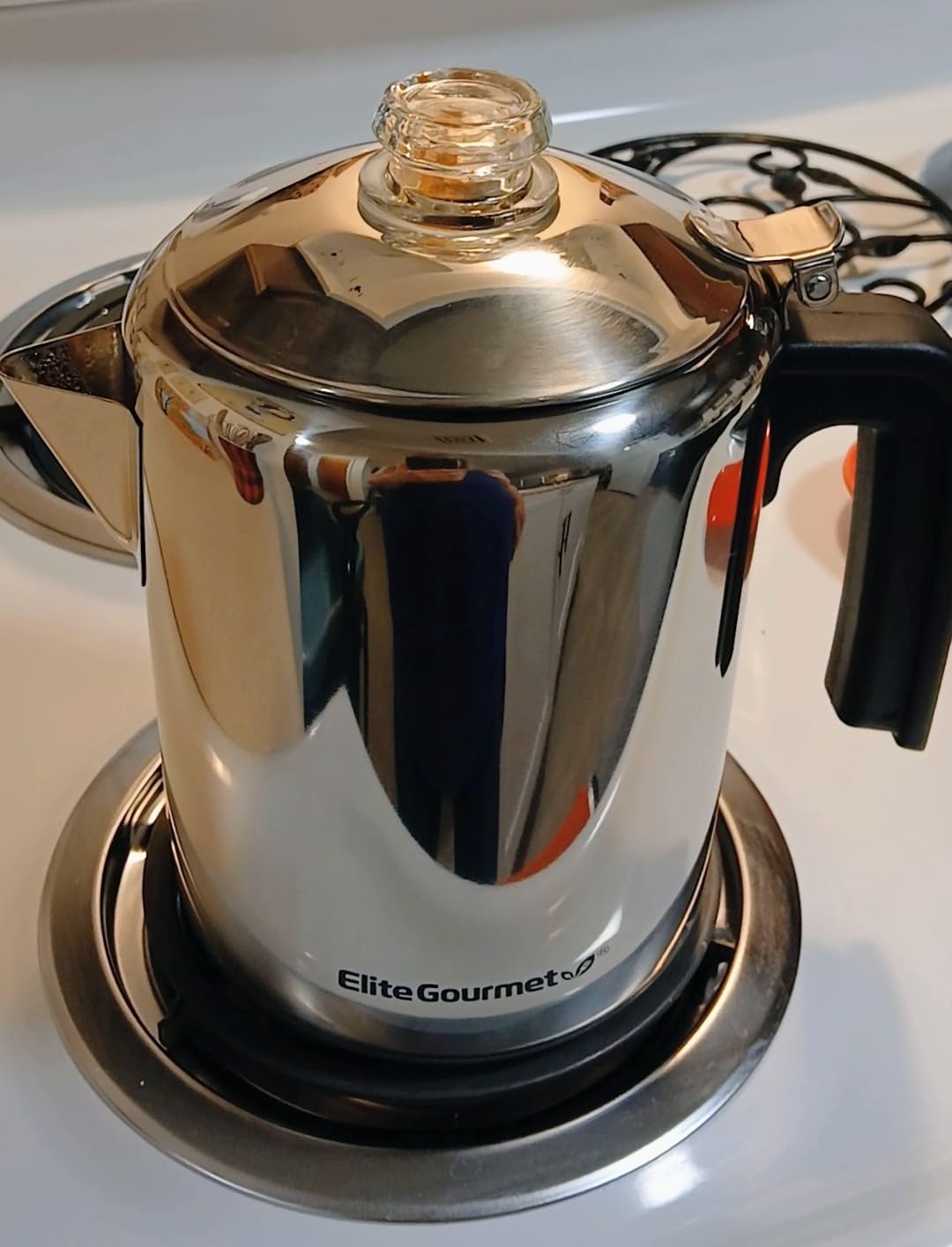 Elite Gourmet 8-Cup Stovetop Coffee Percolator, Clear Glass Brew Knob | Cool-Touch, Cordless, Stainless Steel, EC008 customer photo 2