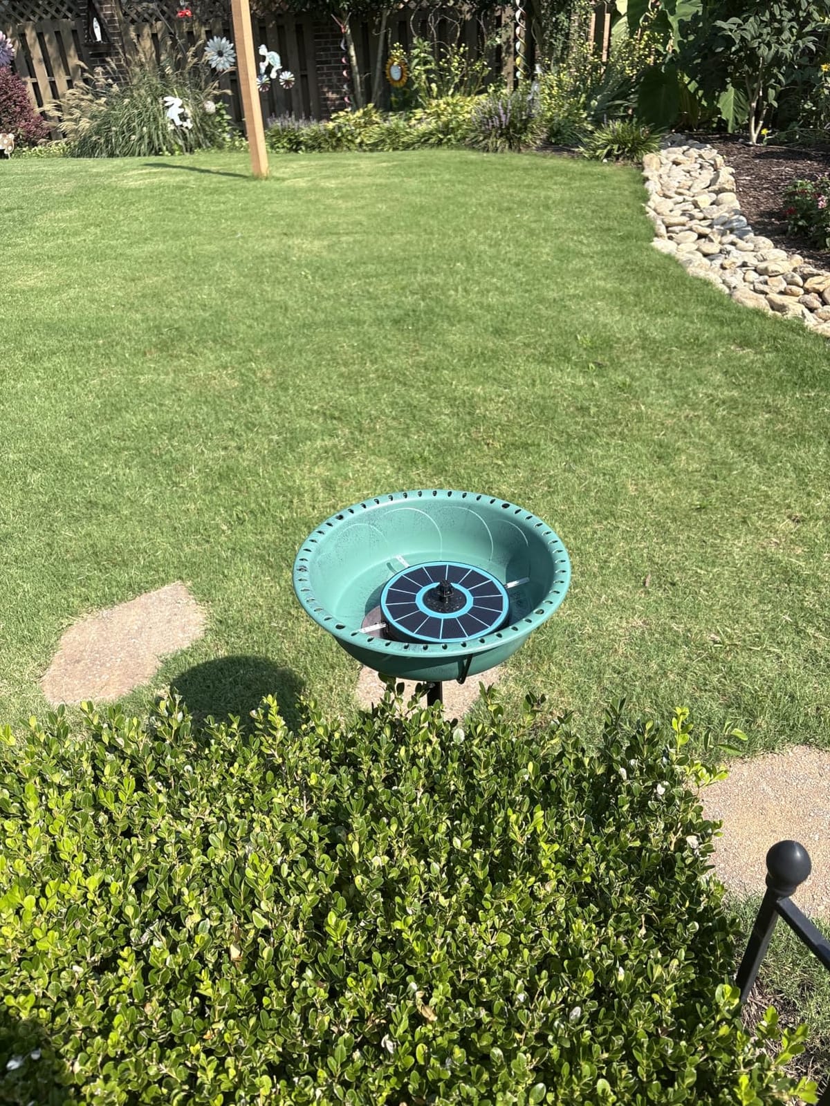 3.5W Solar Fountain with 2000mAh Battery - Work On Cloudy Days - Upgrade Glass Panel Solar Bird Bath Fountain, Hummingbird Water Feature Pump with 7 Nozzles, 4 Fixed Pipes for Garden, Pool customer photo 2