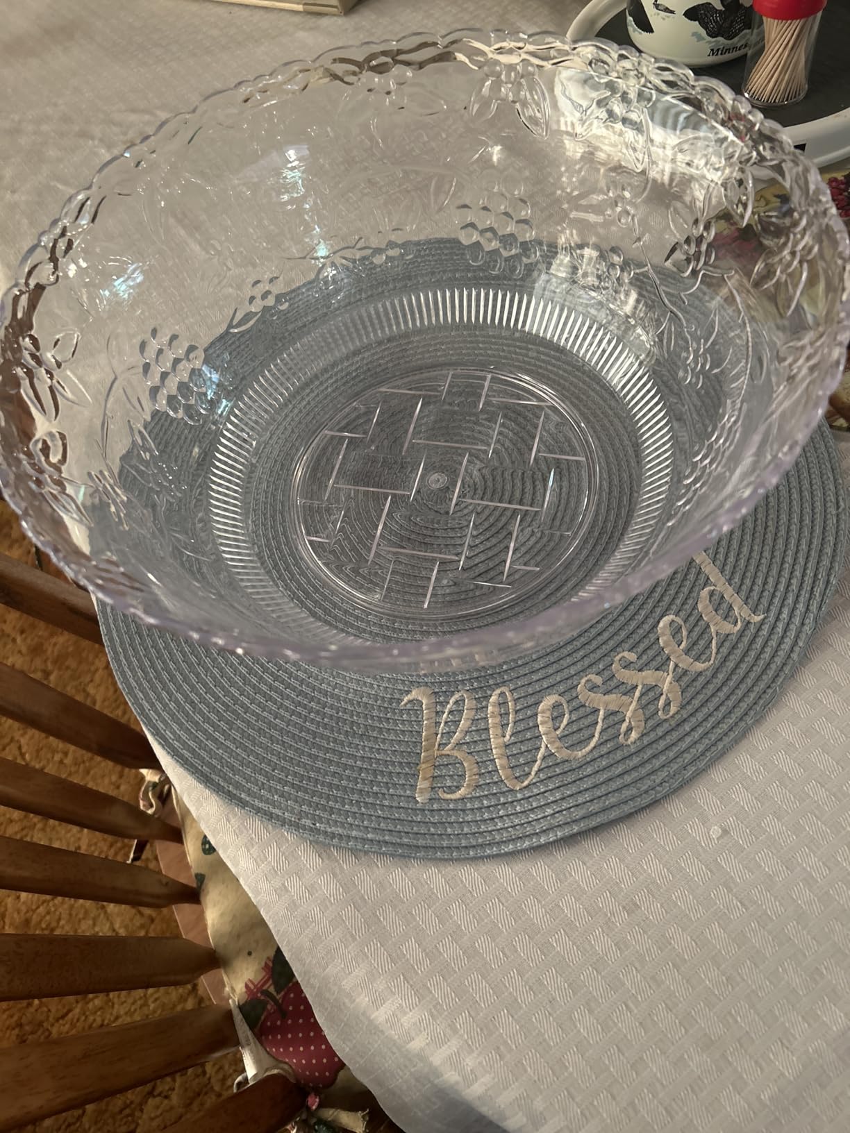 S.G Premium Quality Plastic Punch Bowl with Ladle - 2 Gallon Punch Bowl with Ladle - Embroidered Design 8 Quart large Serving Bowl with 5 oz Plastic Serving Ladle/Spoon for Parties, Holidays, and more customer photo 1