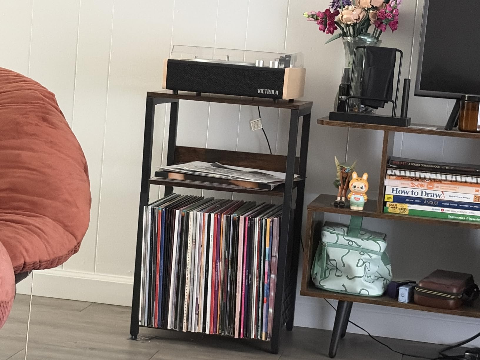 LELELINKY 3 Tier End Table, Record Player Stand with Storage Up to 100 Albums, Turntable Stand for Vinyl, Brown Records Shelf for Living Room Bedroom customer photo 1