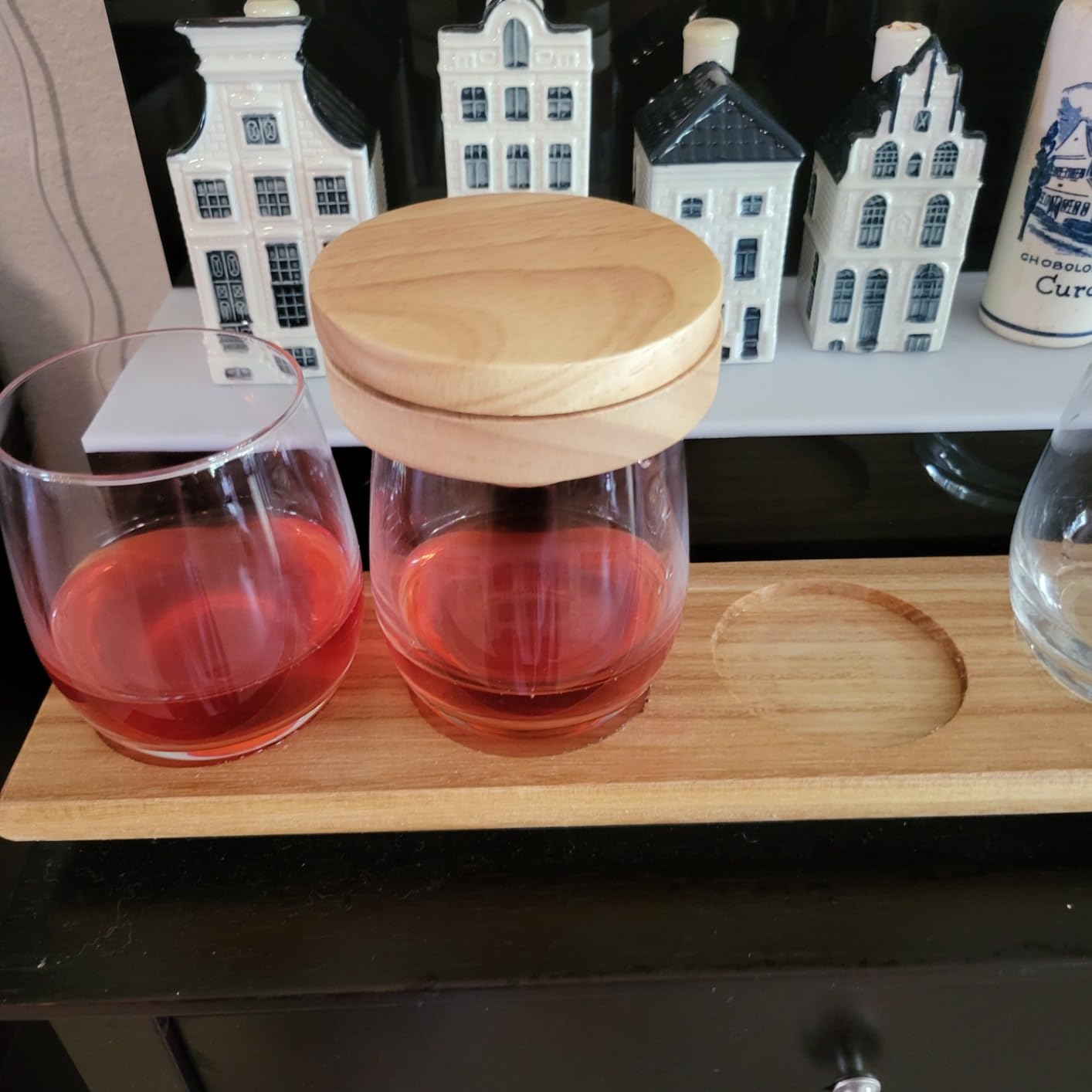 Houdini Wine Flight Tasting Board with 4 Stemless Wine Glasses - 18.5 Inch Natural Wood Serving Board, 12 oz Glasses, Complete Wine Tasting Kit for Home Entertaining customer photo 1