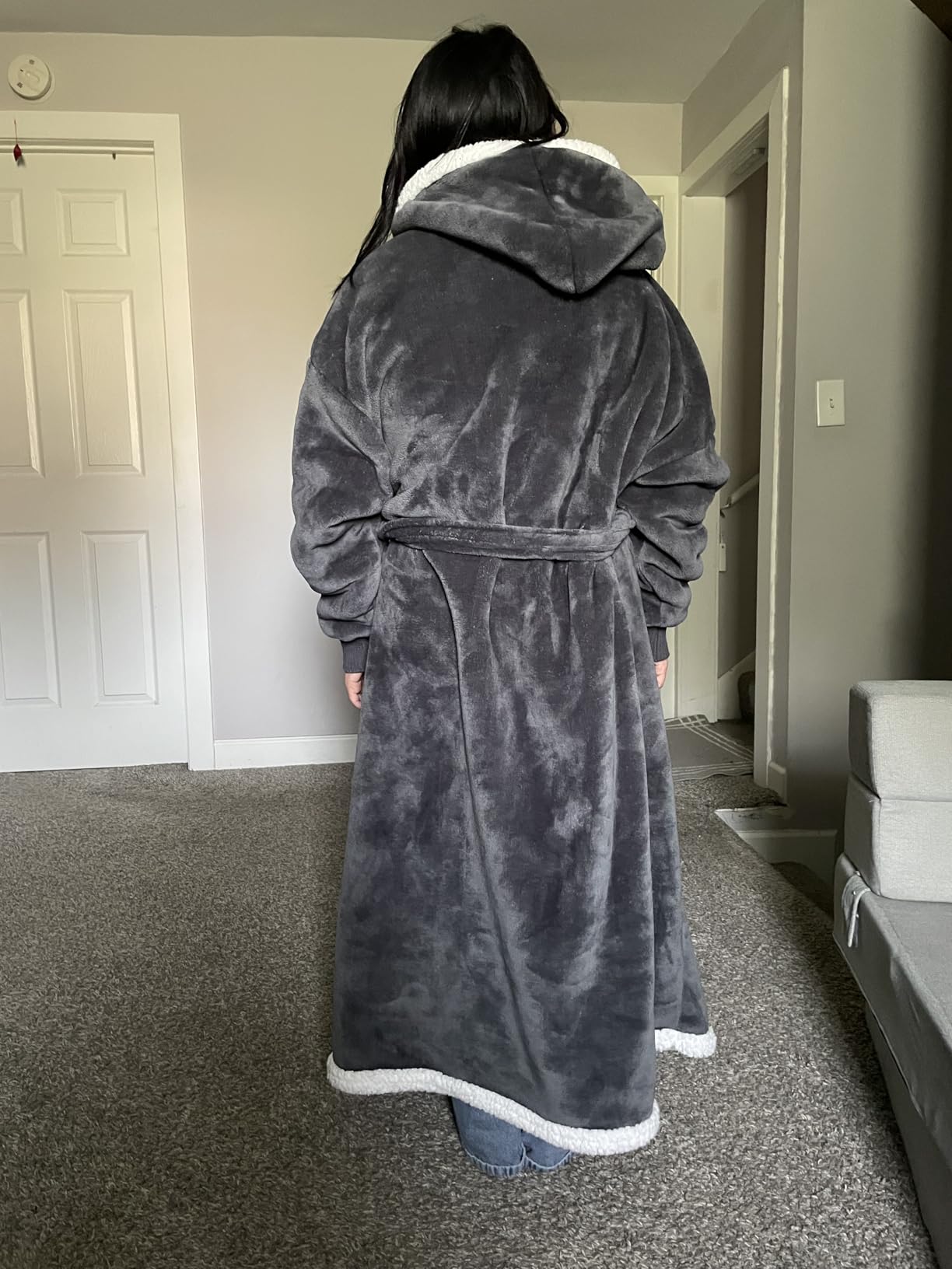 Touchat Wearable Blanket Hoodie, Oversized Sherpa Fleece Sweatshirt Blanket with Giant Hood Pocket and Sleeves for Adult, Warm & Cozy Grey Blanket Gifts for Women customer photo 1