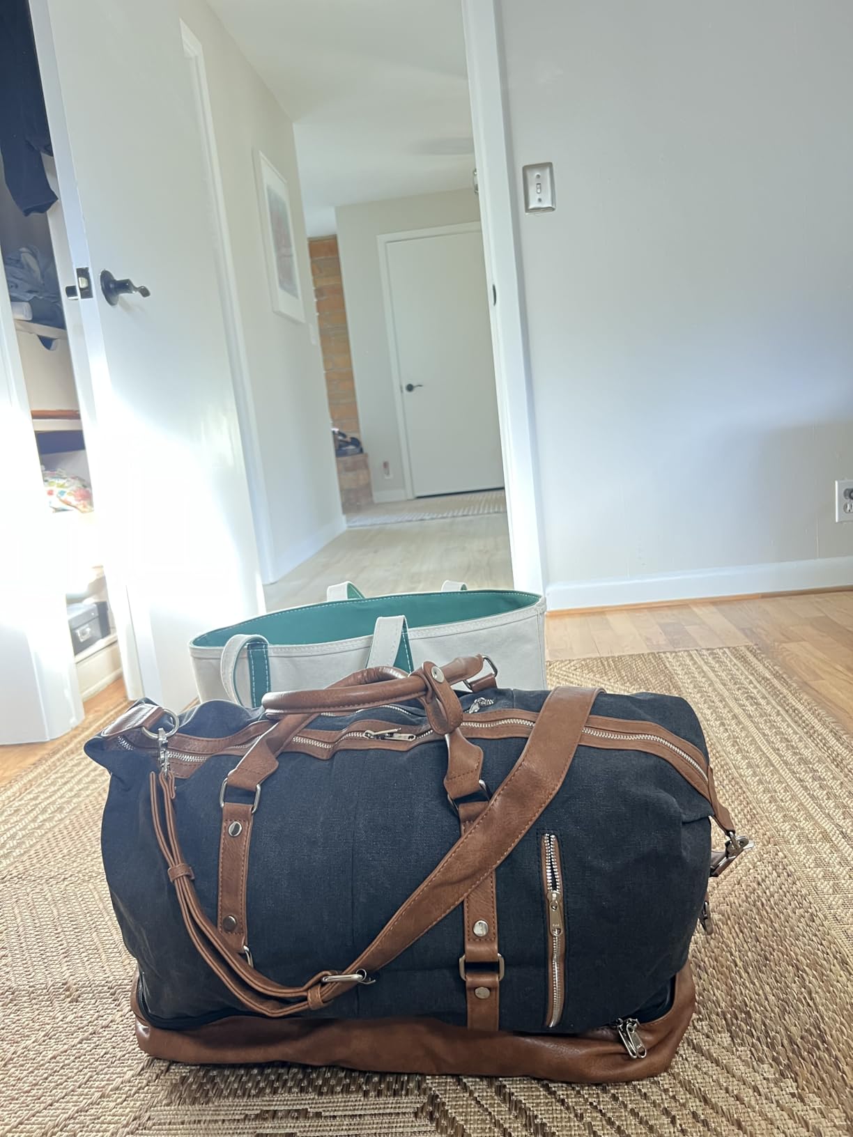 S-ZONE Weekender Bag for Men Canvas Duffle Overnight Travel Bag Army Green customer photo 2