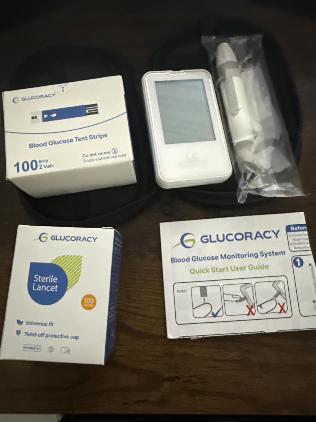 Glucoracy Blood Glucose Monitor Kit, 100 Blood Sugar Test Strips, No Coding customer photo 1