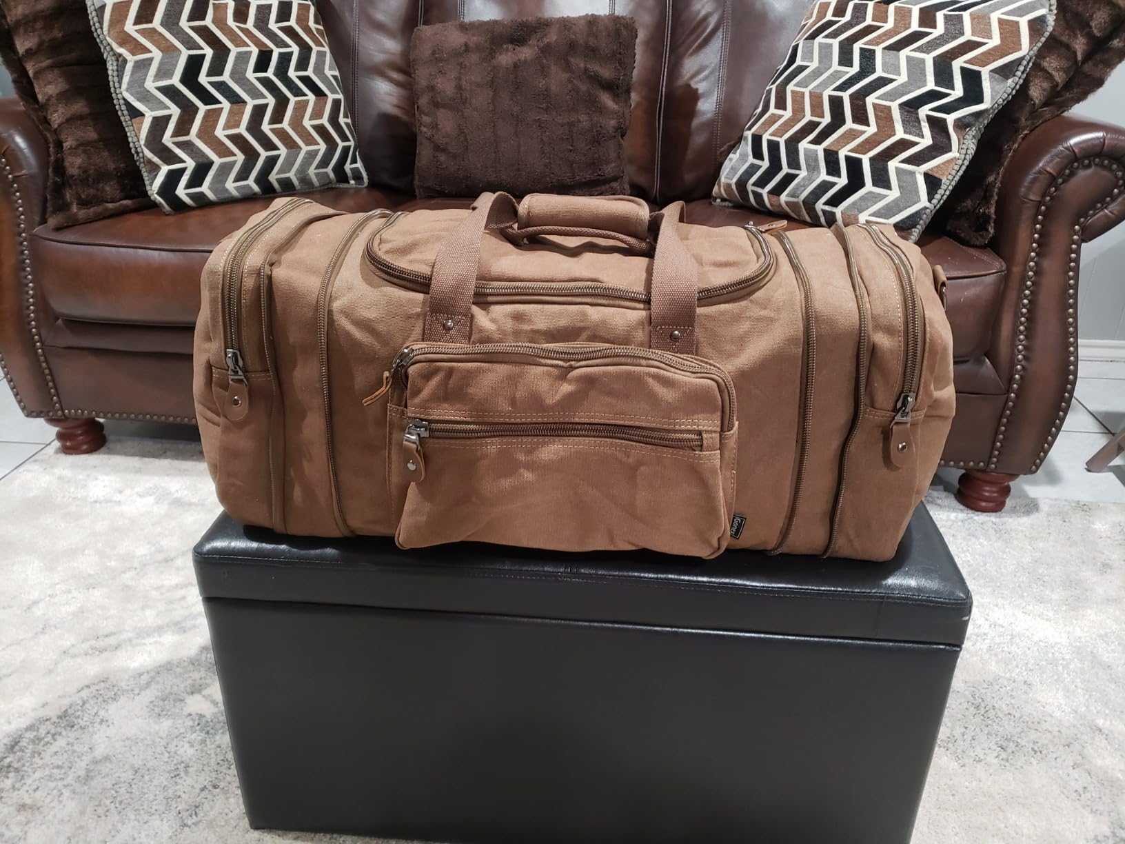 Gonex Canvas Duffle Bag, Expandable 60L Travel Overnight Weekender Bag customer photo 2