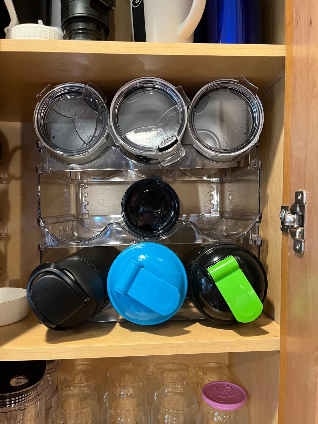 ClearSpace Water Bottle Organizer for Cabinet – Stackable Water Bottle Holder for Cabinet or Wine Rack for Home Organization Storage – Drink Organizer for Fridge, Kitchen Organization, 4 Pack customer photo 1