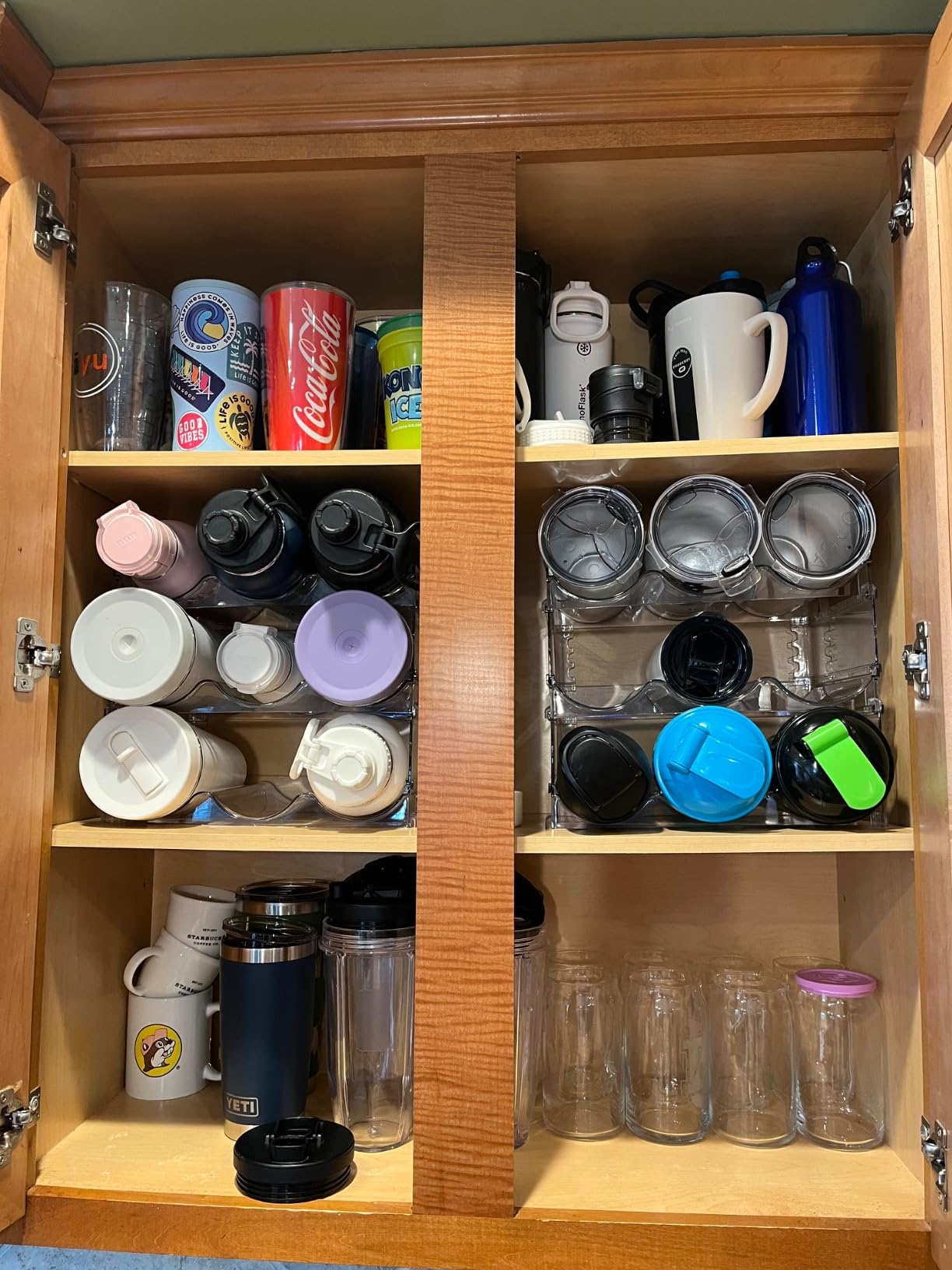 ClearSpace Water Bottle Organizer for Cabinet – Stackable Water Bottle Holder for Cabinet or Wine Rack for Home Organization Storage – Drink Organizer for Fridge, Kitchen Organization, 4 Pack customer photo 2