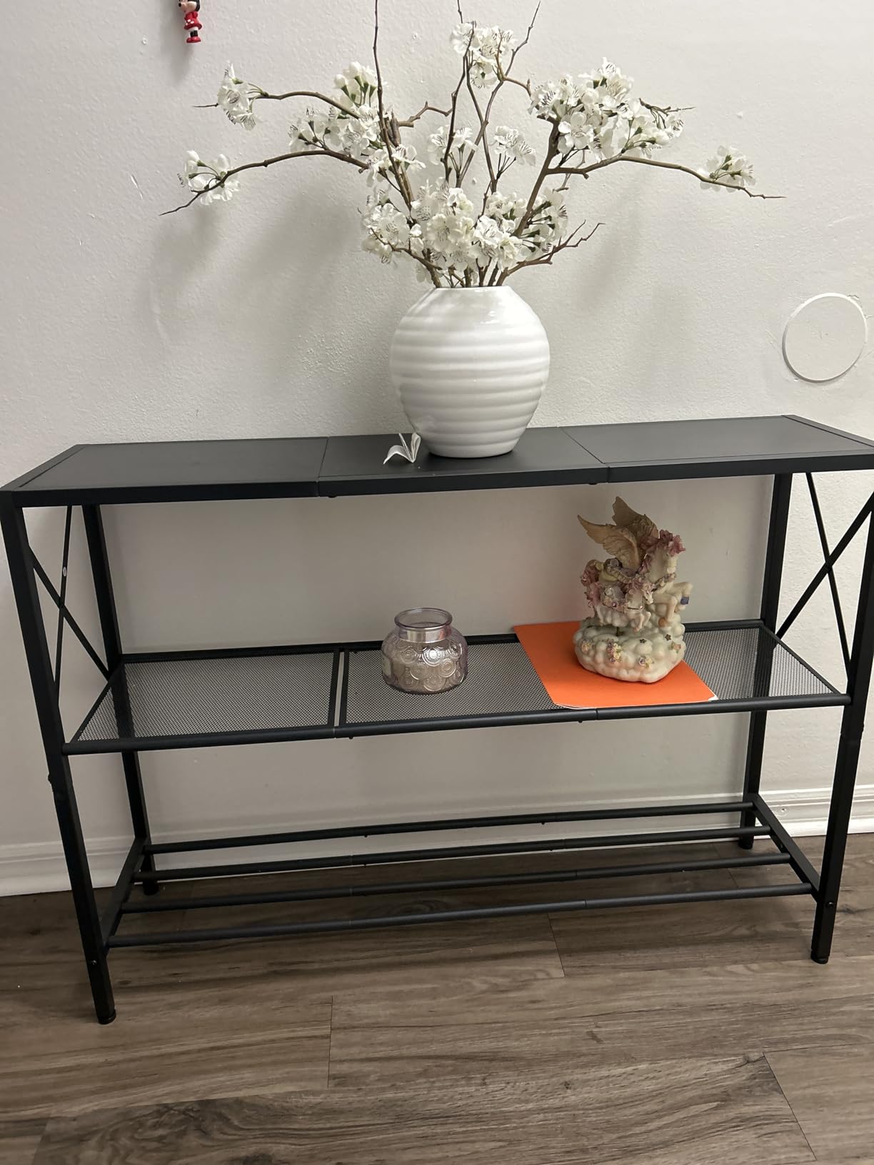 Hoctieon Industrial Console Table, 3 Tier Entryway Table, Hallway Table, Narrow Sofa Table with Shelves, Entrance Table for Entryway, Living Room, Foyer, Office, Black customer photo 1