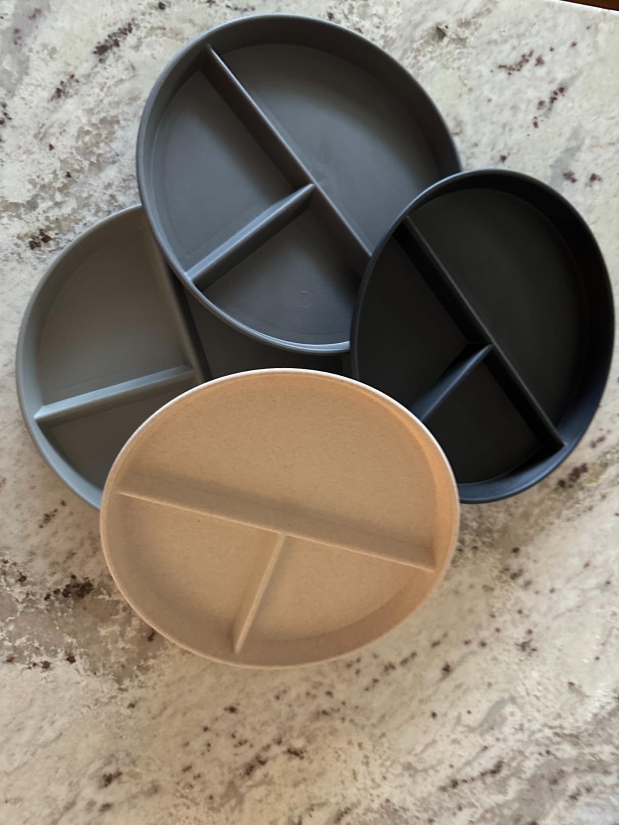 9 Inch (4PCS) Unbreakable Divided Plates for Kids Adults, Dishwasher & Microwave Safe Compartment Plate, Lightweight Reusable Plastic Portion Control Plates, BPA Free and Healthy customer photo 2