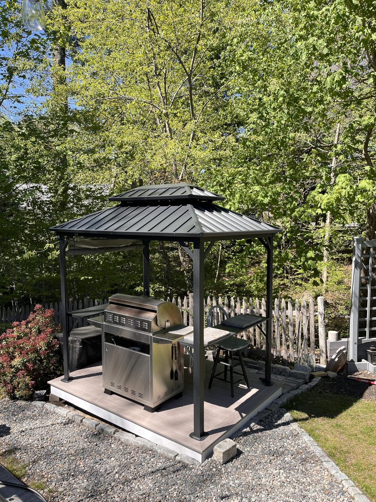 PURPLE LEAF Hardtop Grill Gazebo 6' x 8' Aluminum Frame Double Tier, Gray customer photo 1