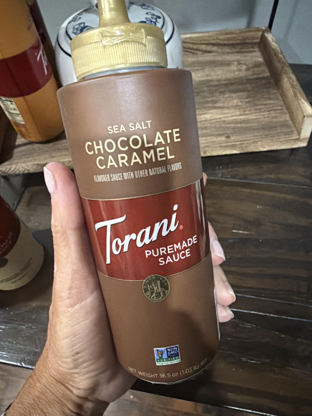 Torani Puremade Dessert & Drink Sauce Variety Pack, Chocolate Caramel, Dark Chocolate, White Chocolate & Caramel, 16.5 fl oz (Set of 4) customer photo 1