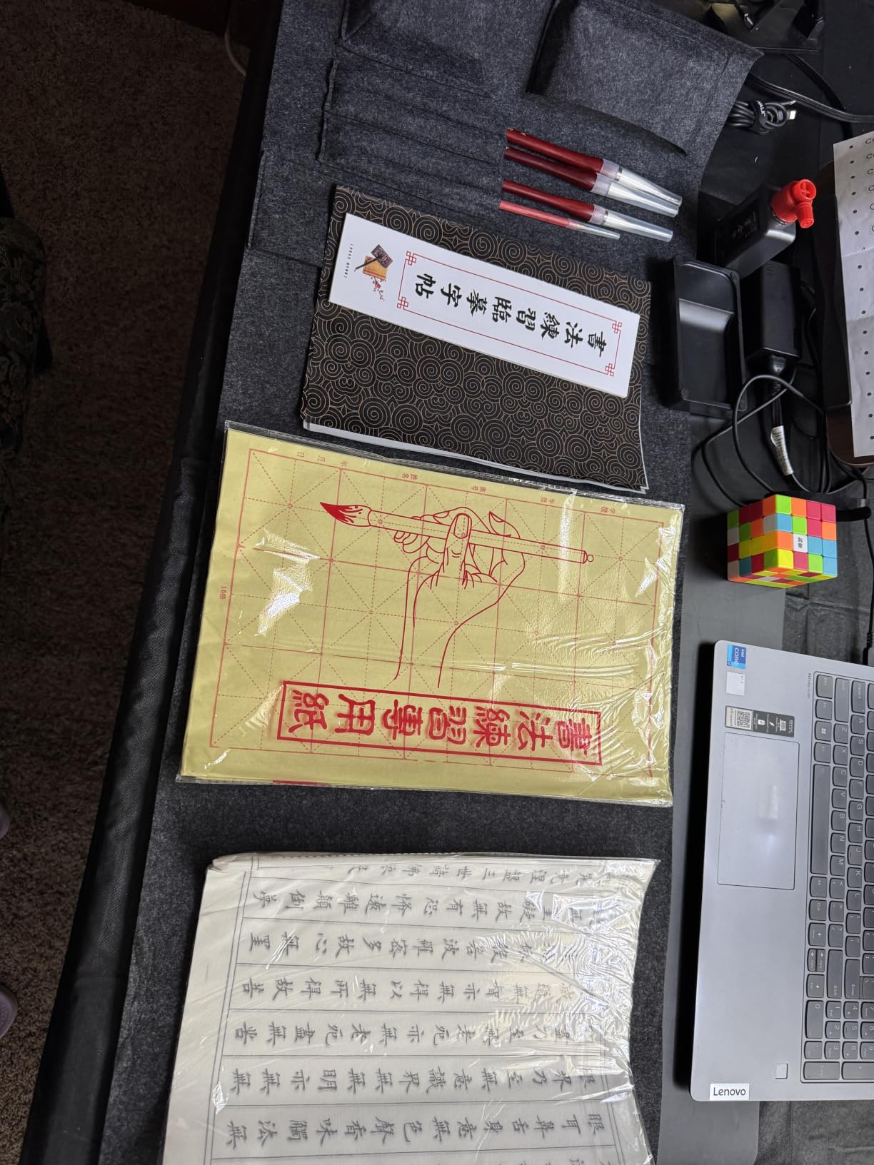 Buart 13pcs set Portable Chinese Calligraphy Set For beginner, Brush, Ink,Writing Paper, Inkstone, Sumi set with Roll-up Felt Mat For Calligraphy class customer photo 2