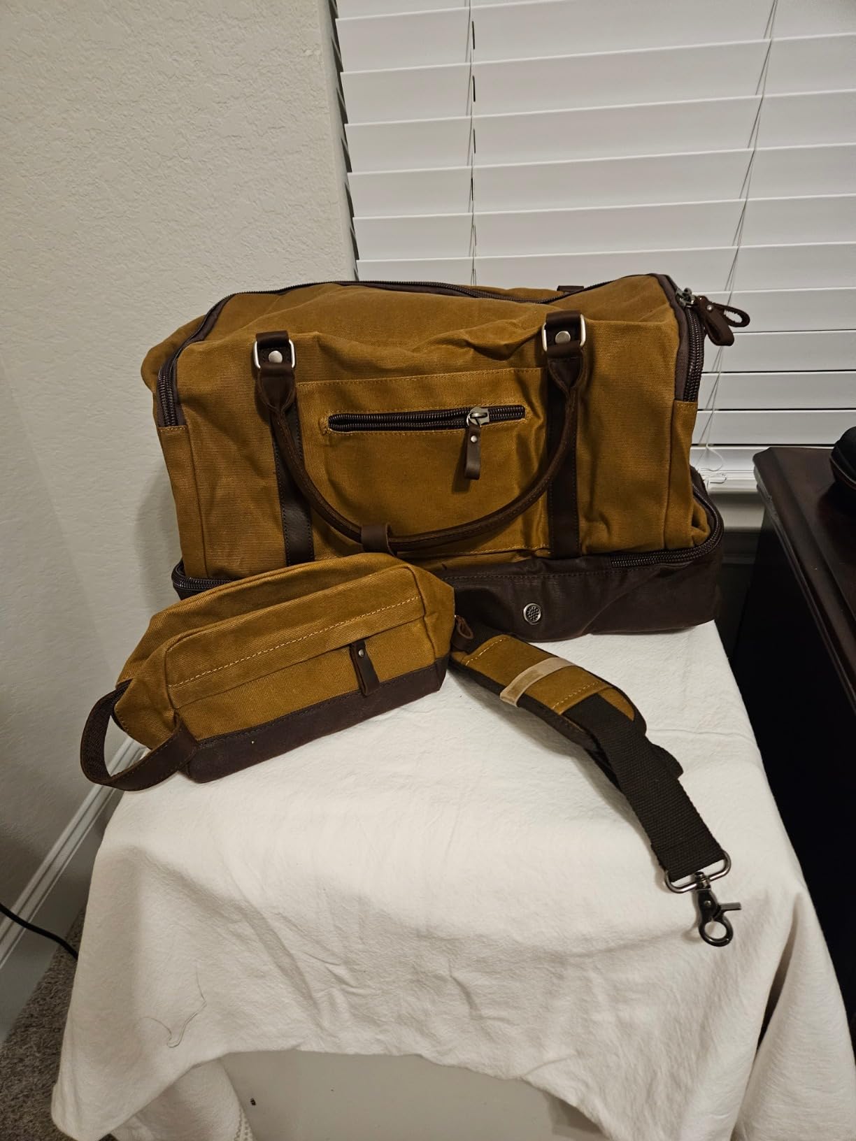 Nerlion Weekender Bag with Shoe Compartment Large Overnight Bag for Men Canvas Genuine Leather Carry on Luggage customer photo 2