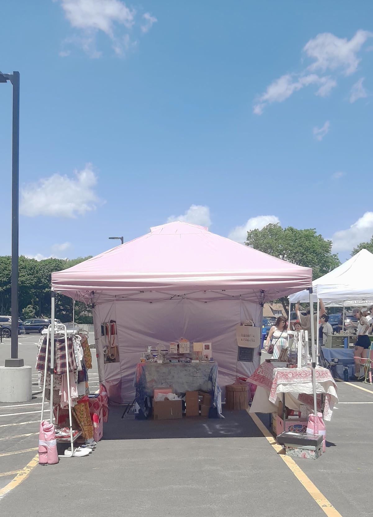 CROWN SHADES Canopy Tent 10x10 Pop Up Canopy with Side Pockets, Grid White customer photo 2