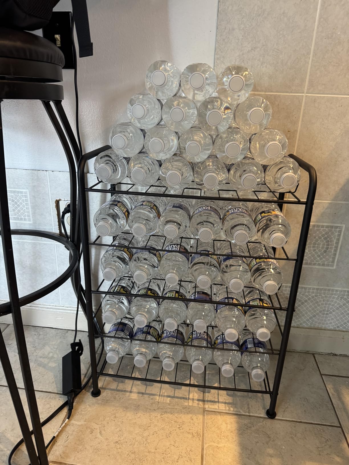 Water Bottle Holder Organizer 5 Tier Water Bottle Storage Rack, Freestanding Floor Beverage Soda Can Dispenser Organizer Rack for Pantry, Kitchen Countertop, Cabinet, Office, Hold 30 Bottles, Silver customer photo 1