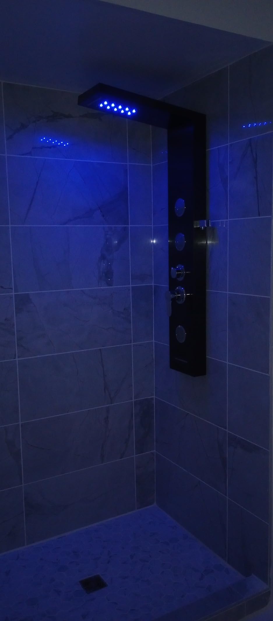 ROVATE 6 in 1 LED Rainfall Waterfall Shower Panel Tower System, Black | Stainless Steel Shower Column with Tub Spout, Rainfall Waterfall Shower Head, 2-Setting Massage Body Jets, Flexible Handheld customer photo 2