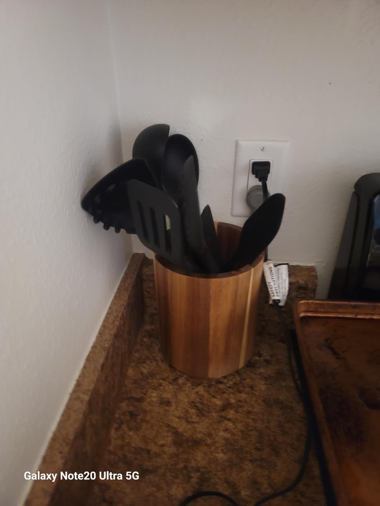 Acacia Wood Utensil Holder, 360° Rotating, Large Countertop Organizer, Farmhouse Kitchen Decor customer photo 2