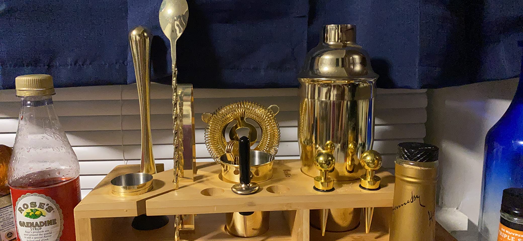 Barillio Gold Bartender Kit - Stainless-Steel Cocktail Shaker Set w/Black Bamboo Stand - Mixology Bar Tools w/Drink Shaker, Mixer, and Muddler for Cocktails - Home Bar Accessories - 23-Pc Bar Set customer photo 2