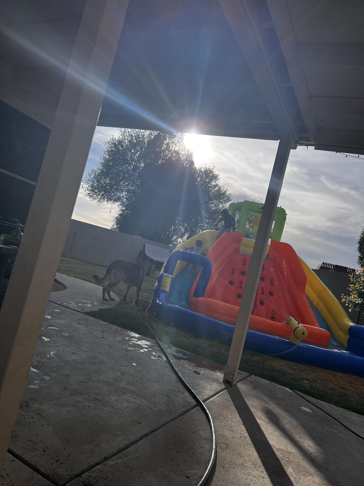 WELLFUNTIME Inflatable Water Slide, Bounce House with Water Bucket, Deep Pool, Climbing Wall with Rope, Bouncy Castle with Air Blower customer photo 1
