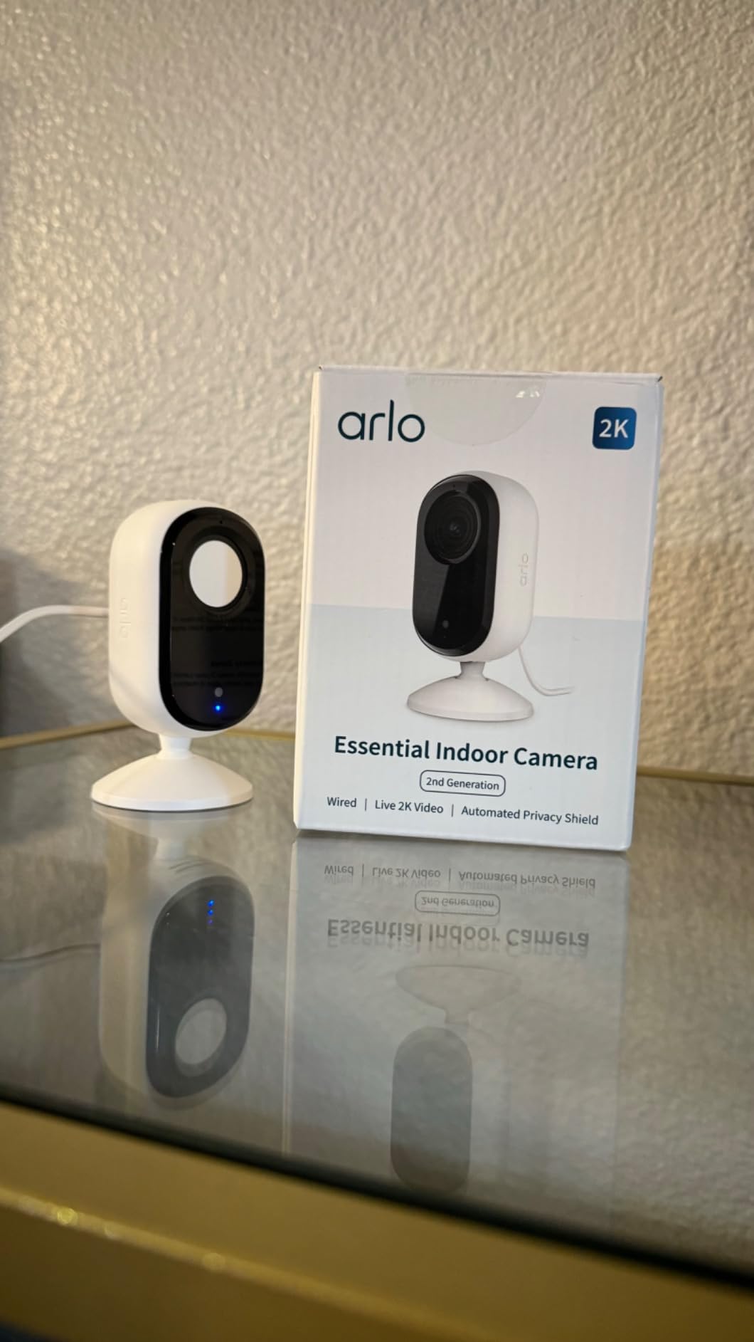 Arlo Essential Indoor Security Camera 2K (2nd Gen, 2023 Release) - Wired Plug-in Power, Person Recognition, Animal Detection, 1-Month Trial of Secure Plan, Automated Privacy Shield, 1 Cam, White customer photo 1